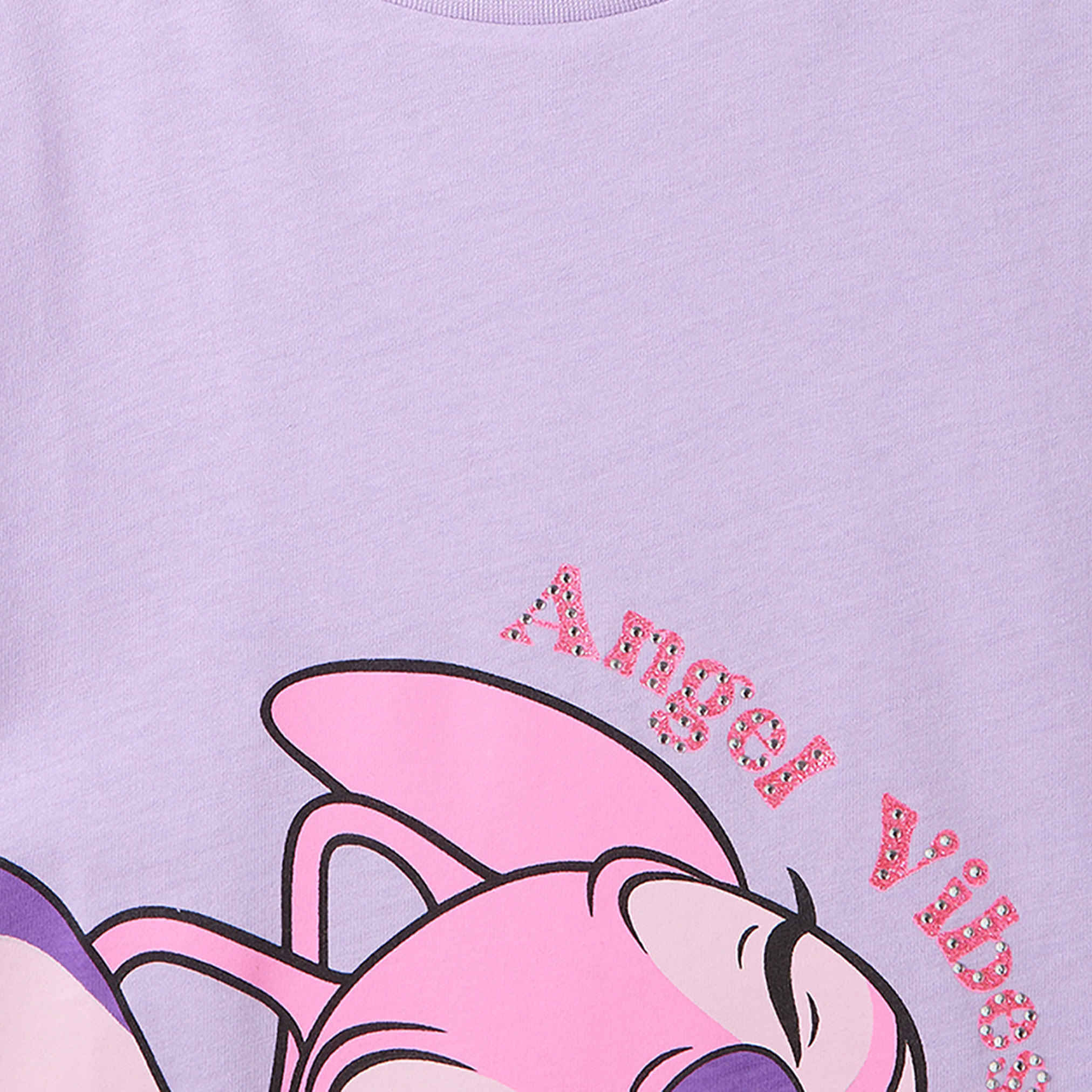 Disney Crew Neck Short Sleeves T-shirt with Angel Print-girls-clothing-tshirts-image-4