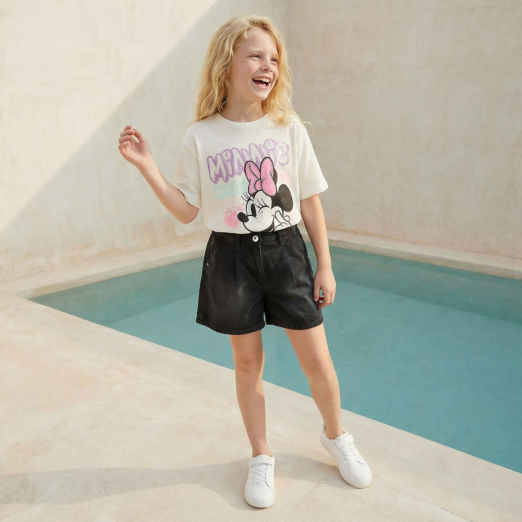Disney Crew Neck Short Sleeves T-shirt with Minnie Mouse Print-girls-clothing-tshirts-image-2