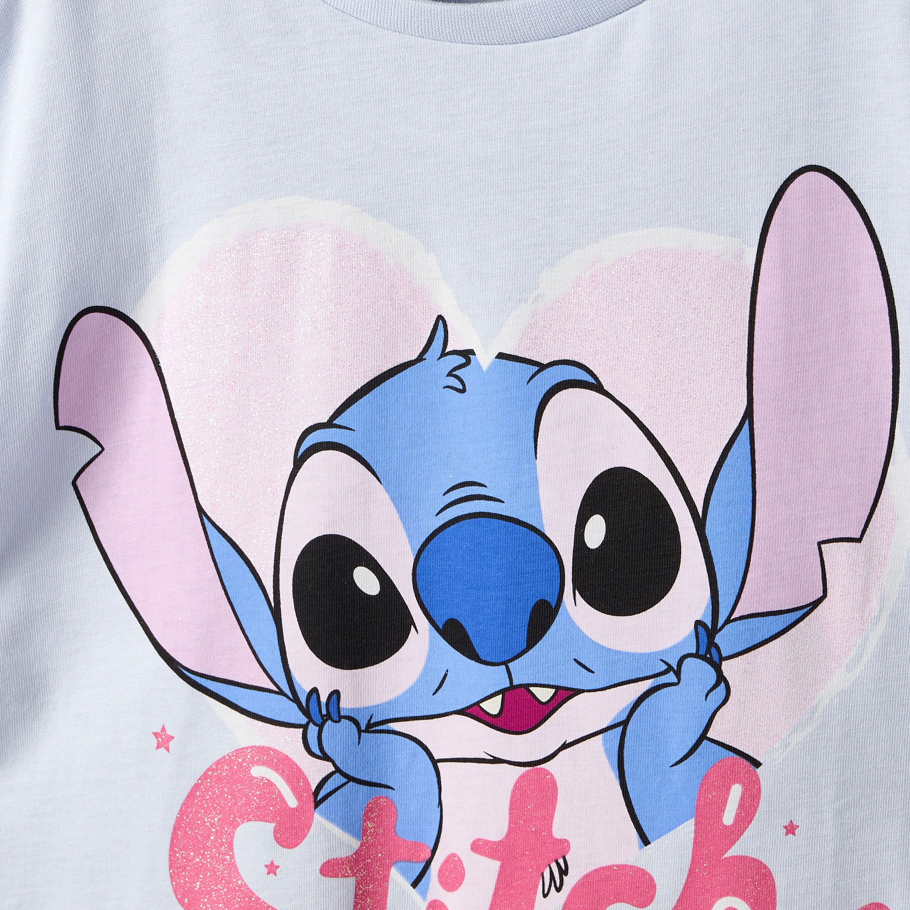 Disney Crew Neck Short Sleeves T-shirt with Stitch Print-girls-clothing-tshirts-image-4