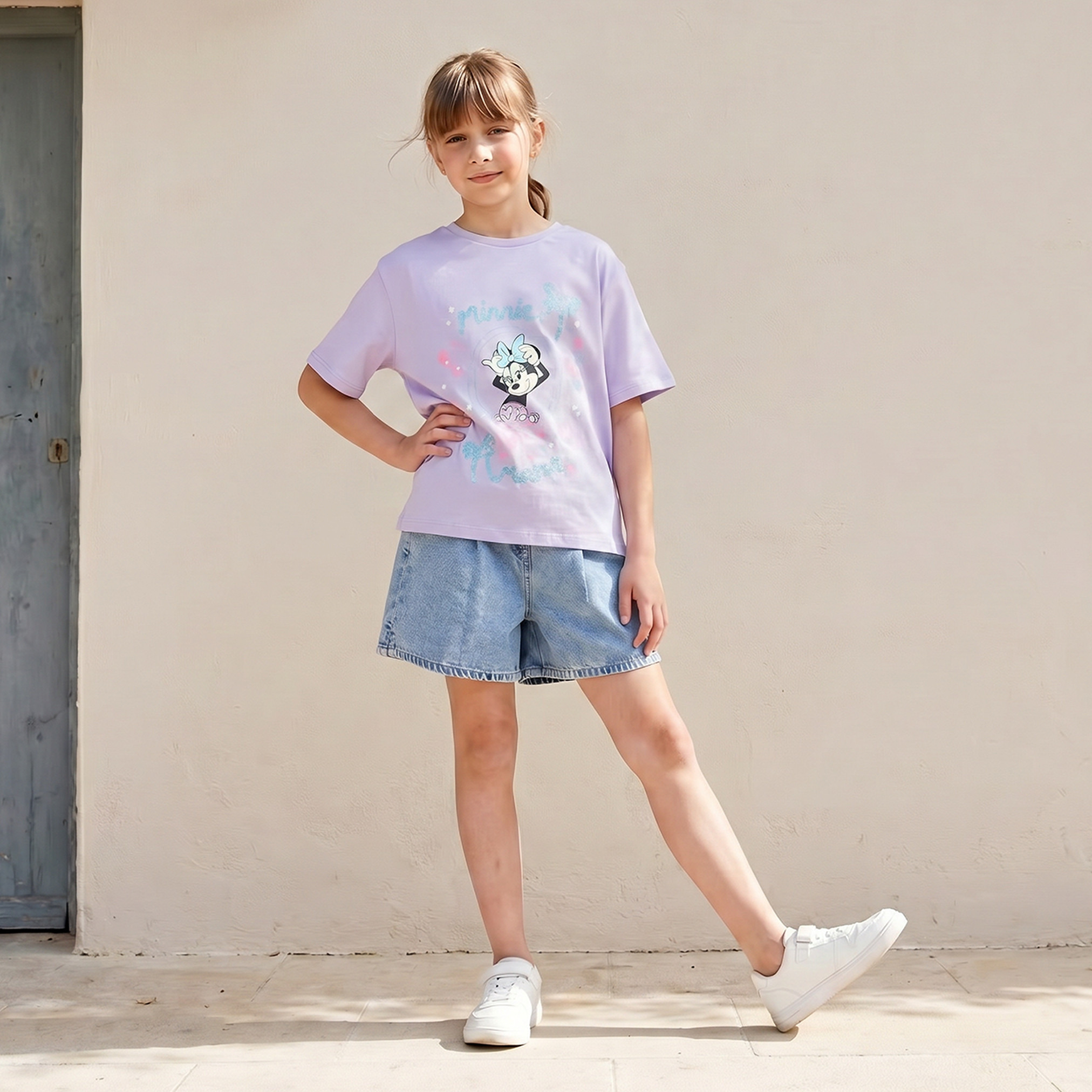 تيشيرت بطبعات ميني ماوس وياقة ضيقة وأكمام قصيرة من ديزني-girls-clothing-tshirts-image-2