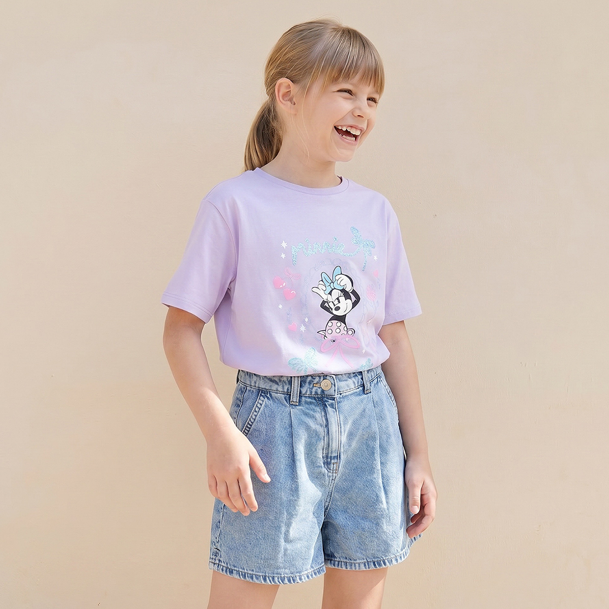 تيشيرت بطبعات ميني ماوس وياقة ضيقة وأكمام قصيرة من ديزني-girls-clothing-tshirts-image-6