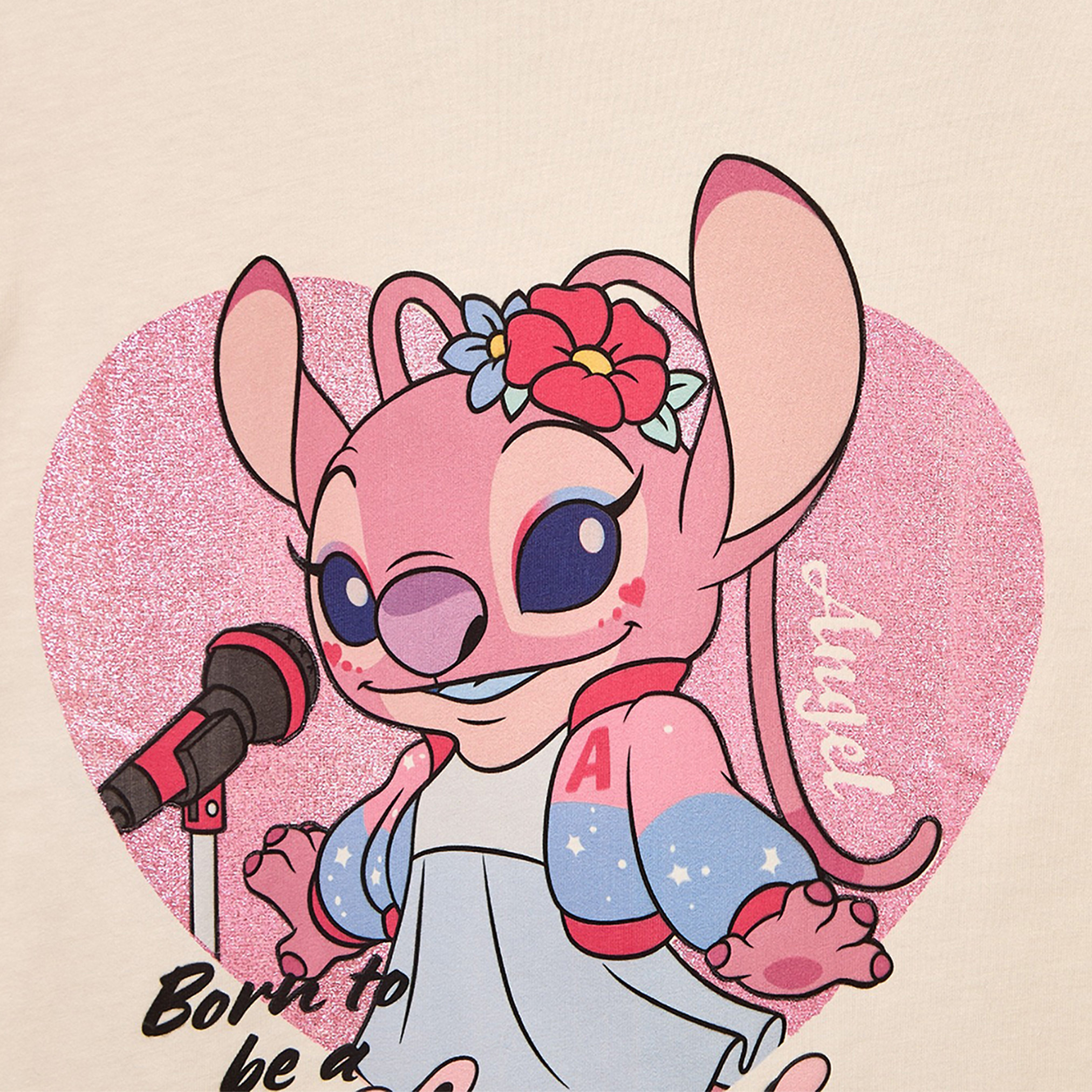Disney Crew Neck Short Sleeves T-shirt with Angel Print-girls-clothing-tshirts-image-4