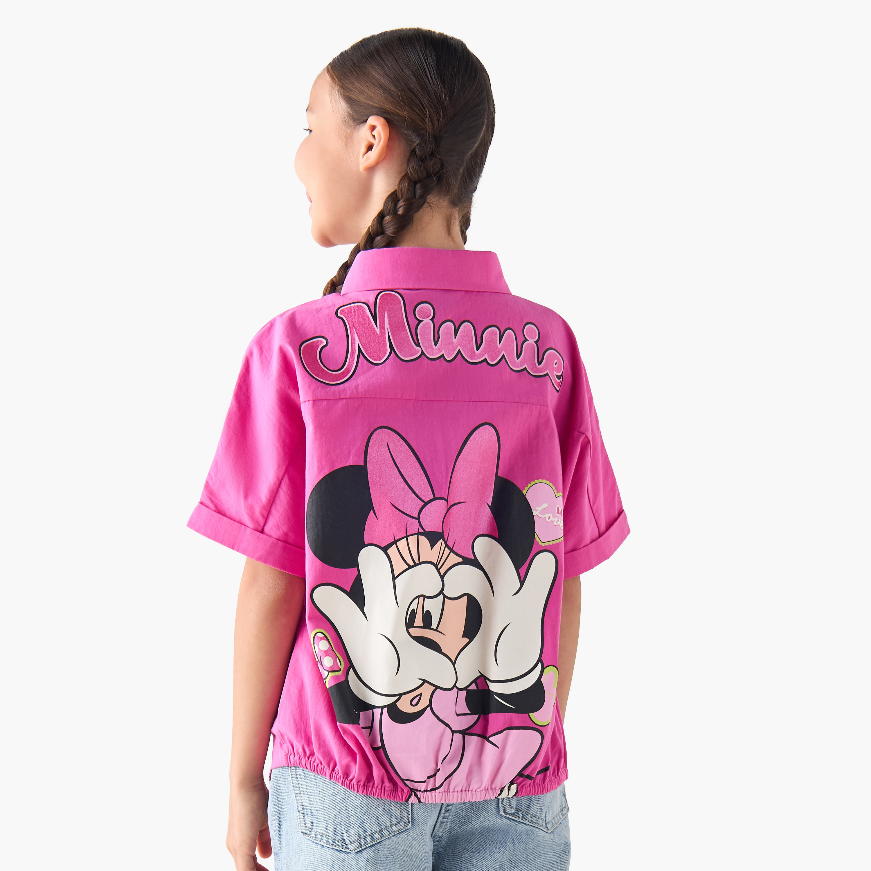Disney Collared Short Sleeves Shirt with Minnie Mouse Print-girls-clothing-blousesandshirts-image-1