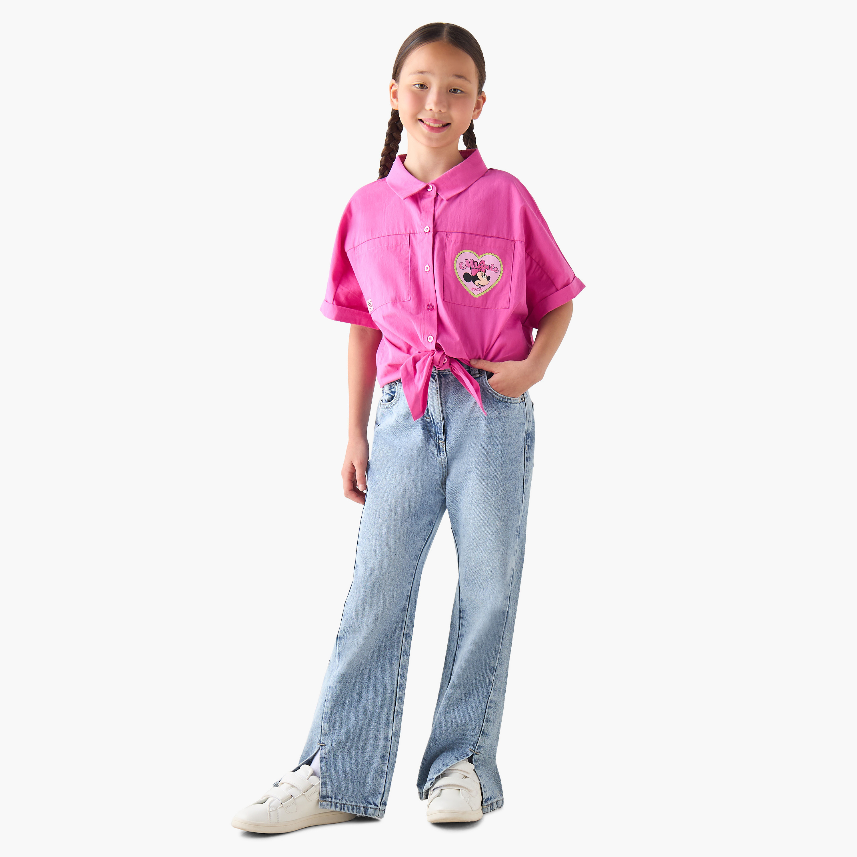 Disney Collared Short Sleeves Shirt with Minnie Mouse Print-girls-clothing-blousesandshirts-image-2