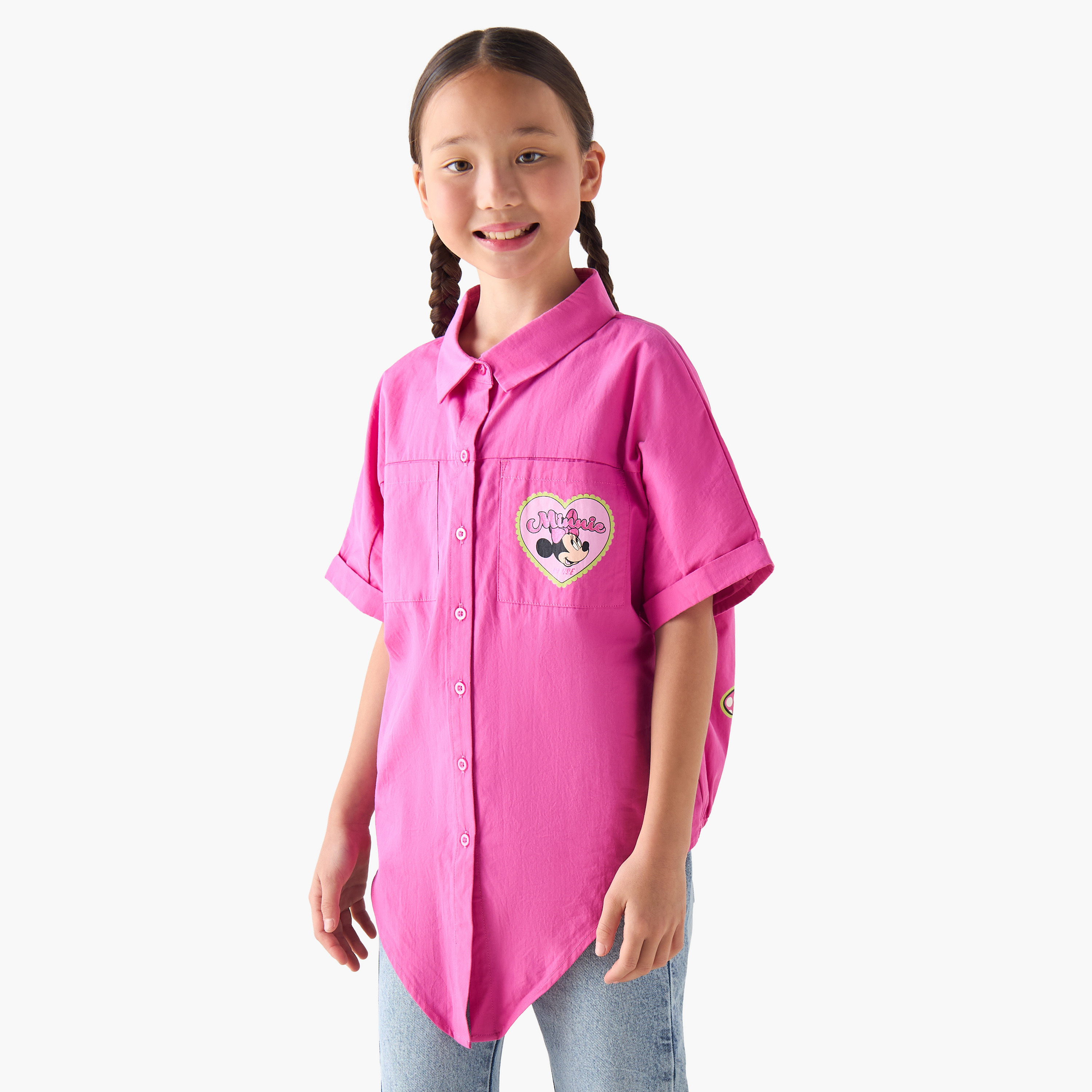 Disney Collared Short Sleeves Shirt with Minnie Mouse Print-girls-clothing-blousesandshirts-image-3