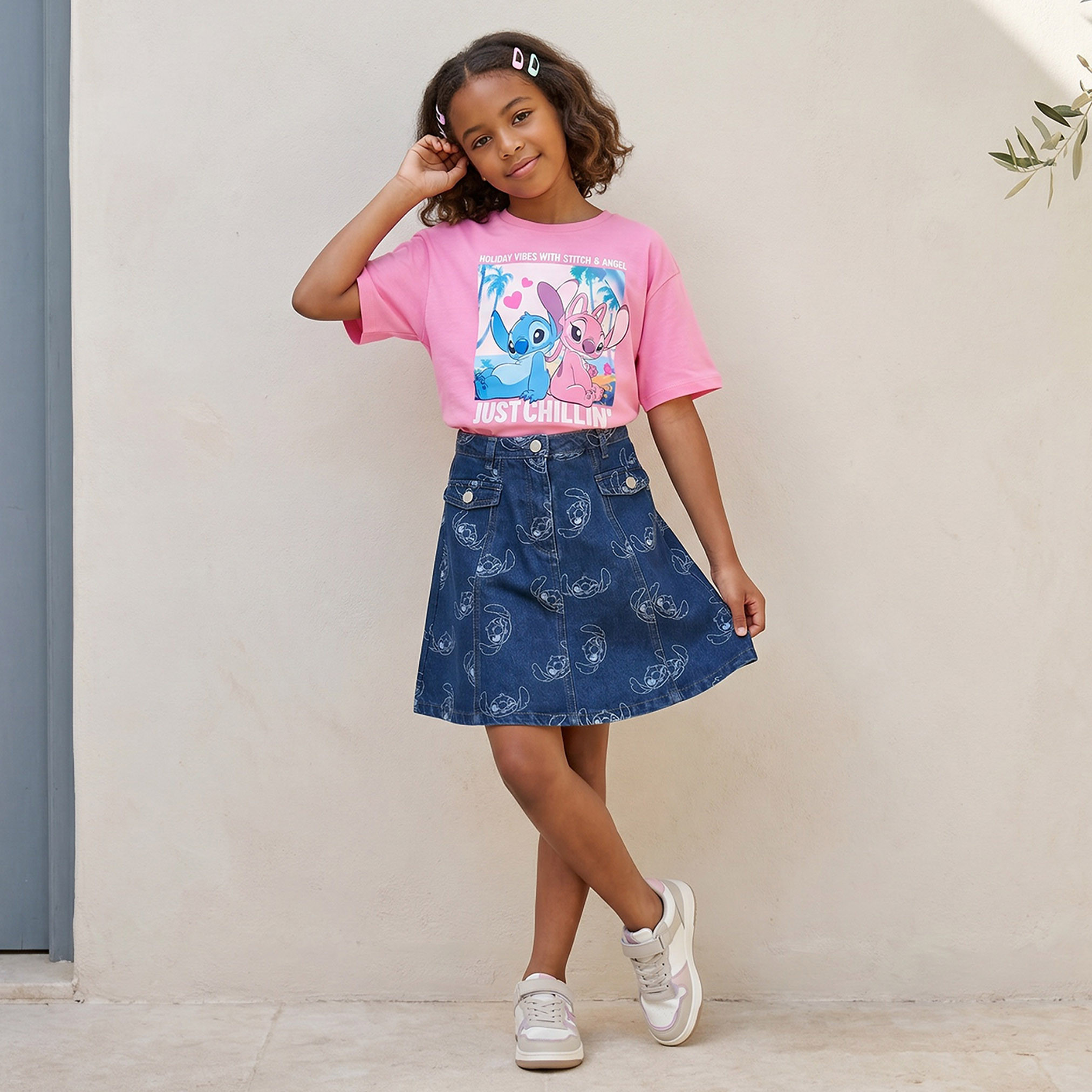 تنورة بطول الركبة وطبعات ستيتش من ديزني-girls-clothing-bottoms-skirts-image-2