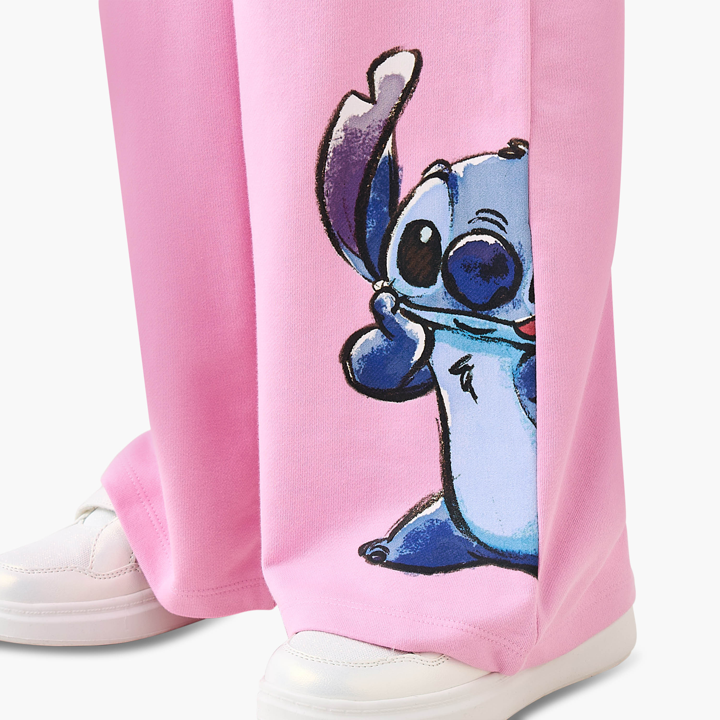 Disney Drawstring Waist Track Pants with Stitch Glitter Print-girls-clothing-bottoms-joggersandtrackpants-image-4