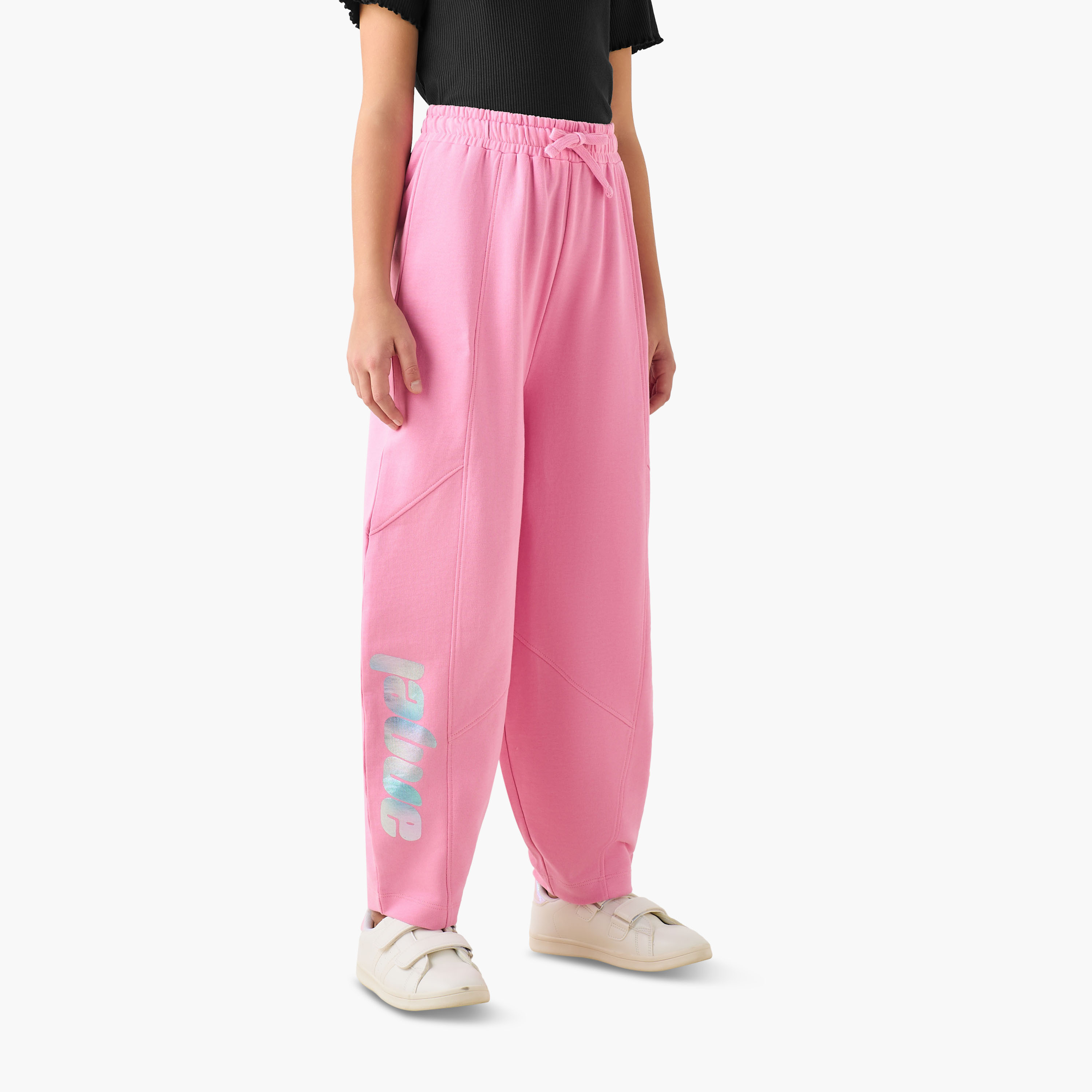 Disney Elasticated Drawstring Waist Track Pants with Angel Print-girls-clothing-bottoms-joggersandtrackpants-image-1