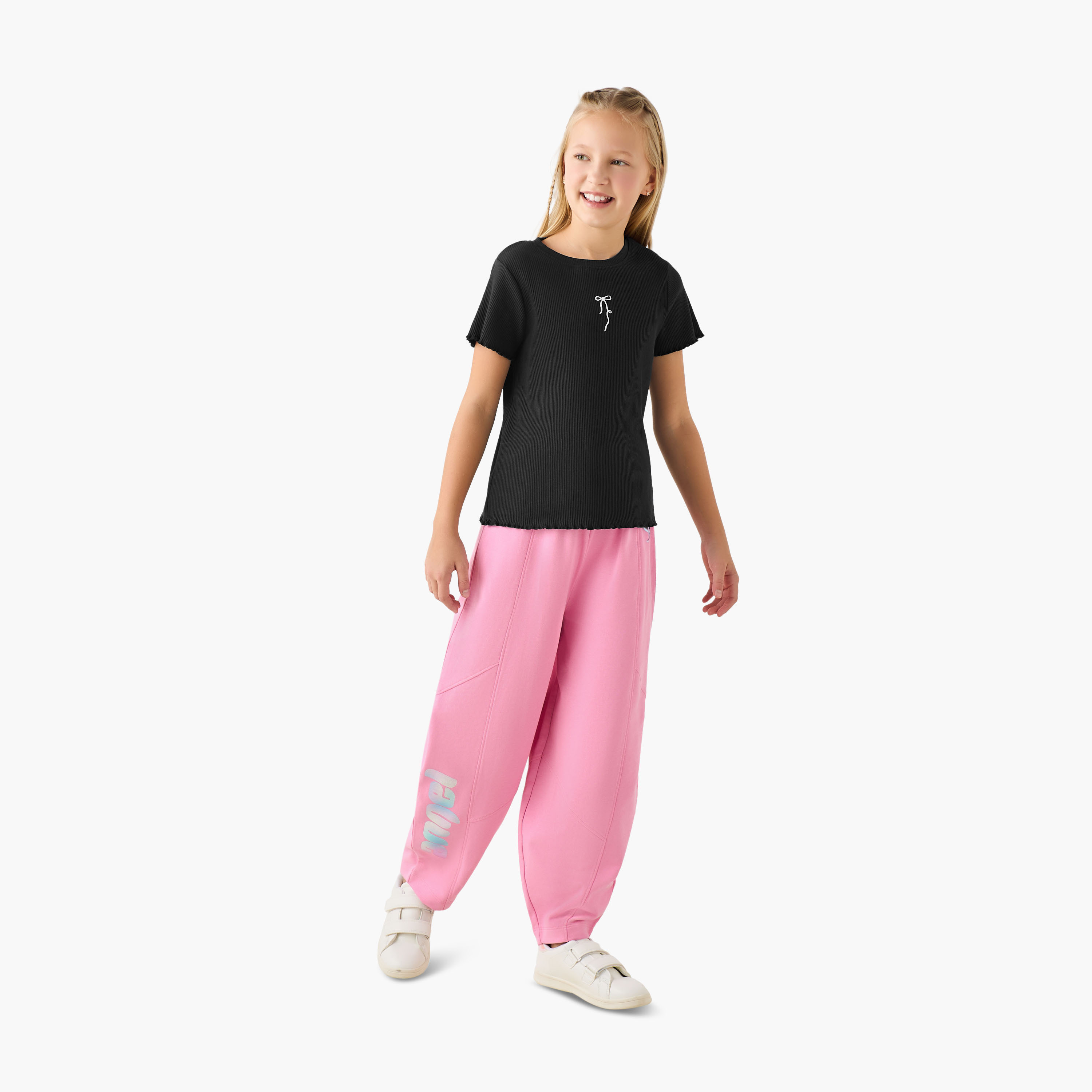 Disney Elasticated Drawstring Waist Track Pants with Angel Print-girls-clothing-bottoms-joggersandtrackpants-image-2