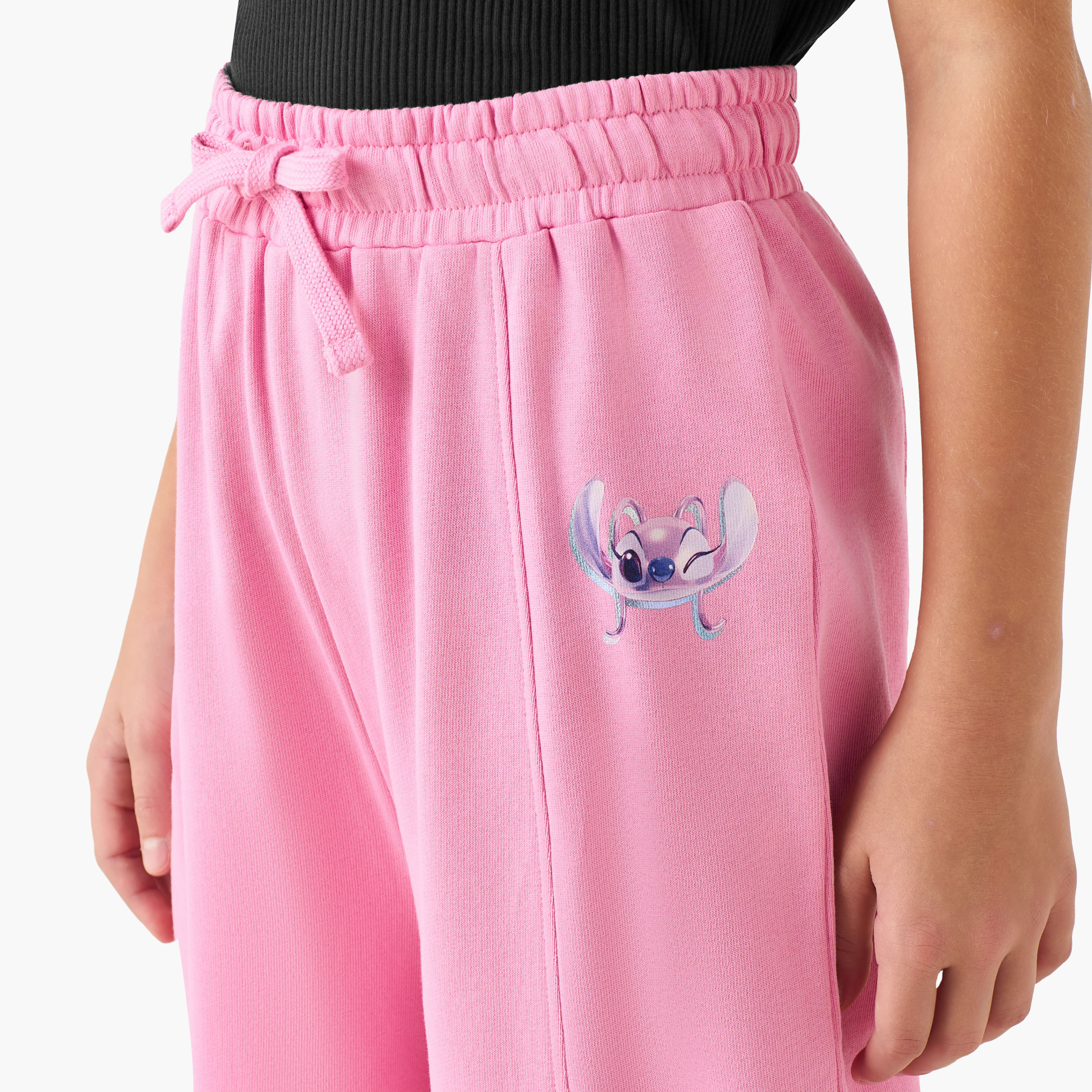 Disney Elasticated Drawstring Waist Track Pants with Angel Print-girls-clothing-bottoms-joggersandtrackpants-image-4
