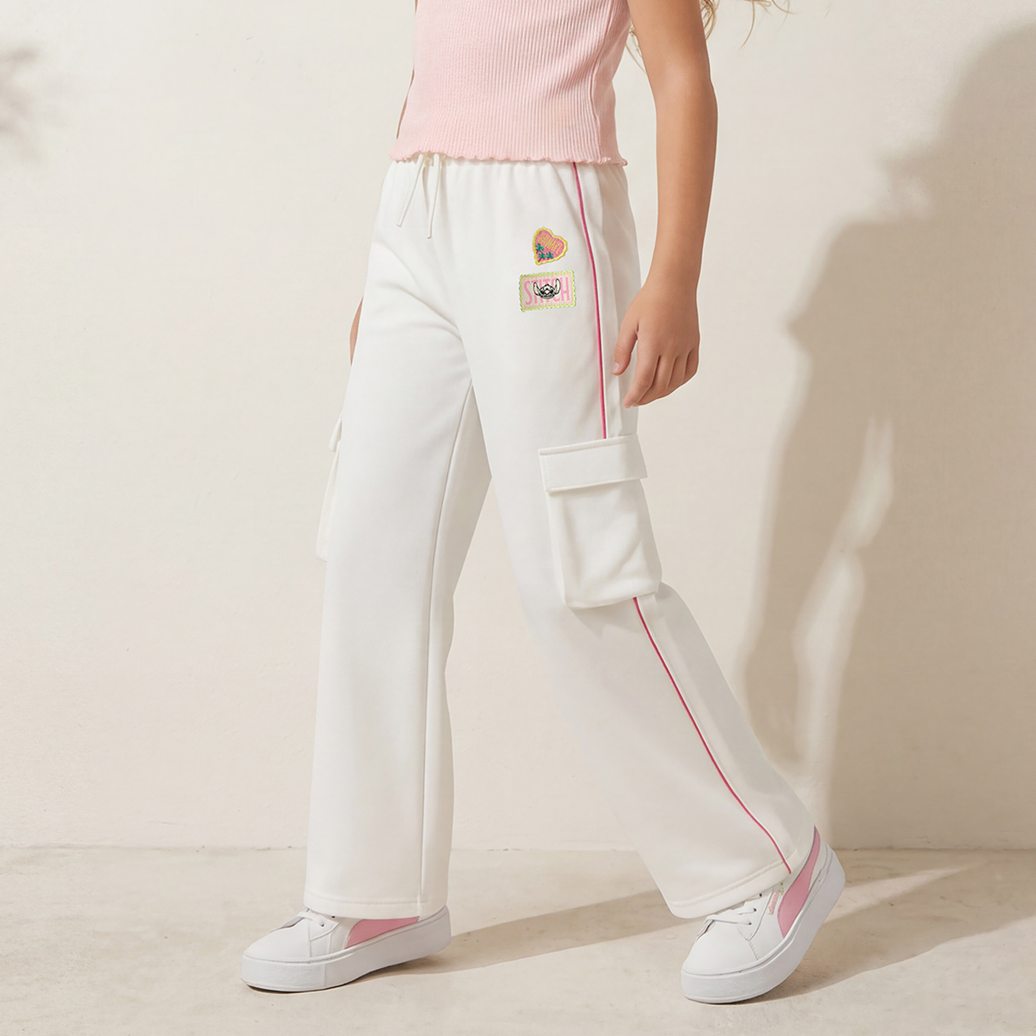 Disney Drawstring Waist Track Pants with Stitch Print-girls-clothing-bottoms-joggersandtrackpants-image-1