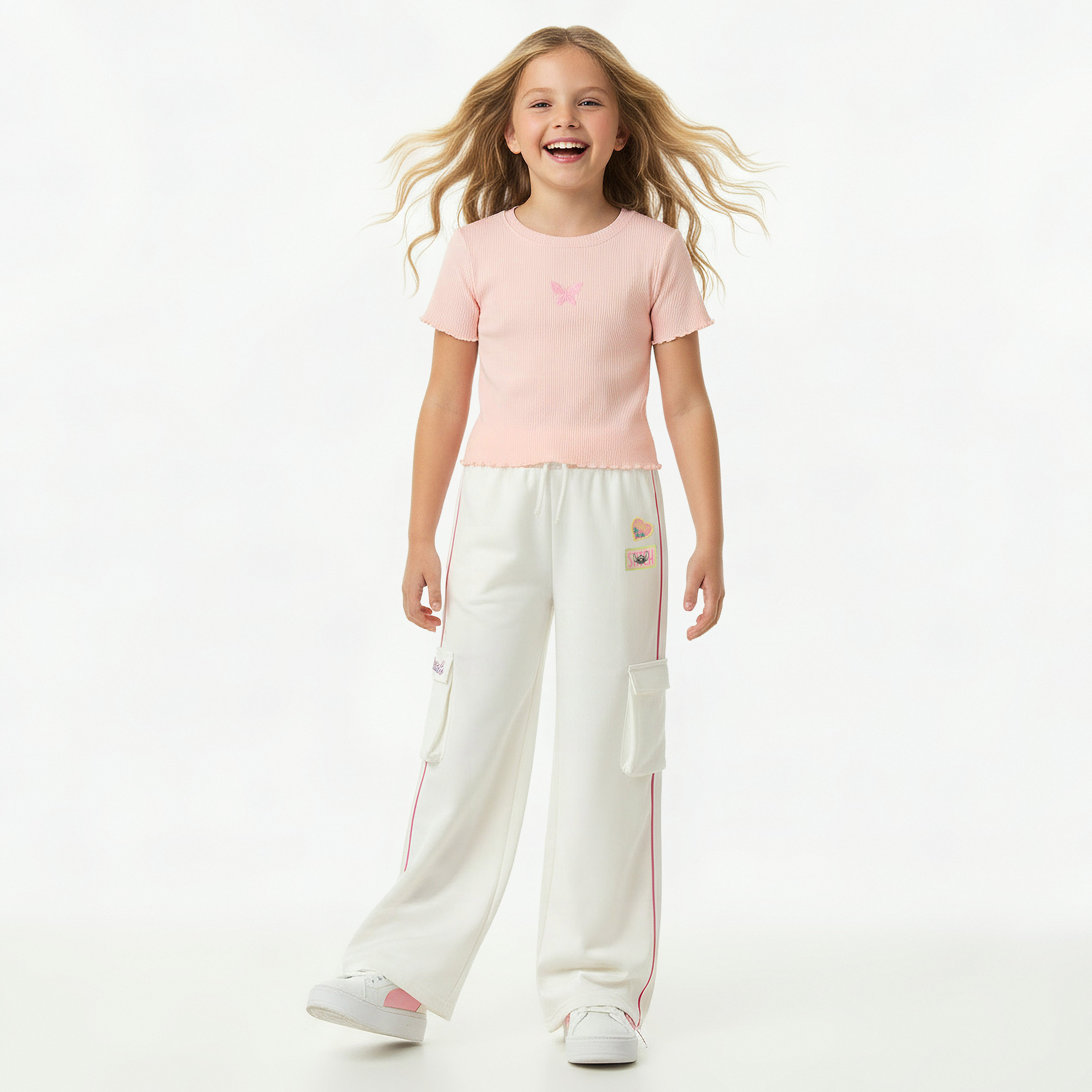 Disney Drawstring Waist Track Pants with Stitch Print-girls-clothing-bottoms-joggersandtrackpants-image-2