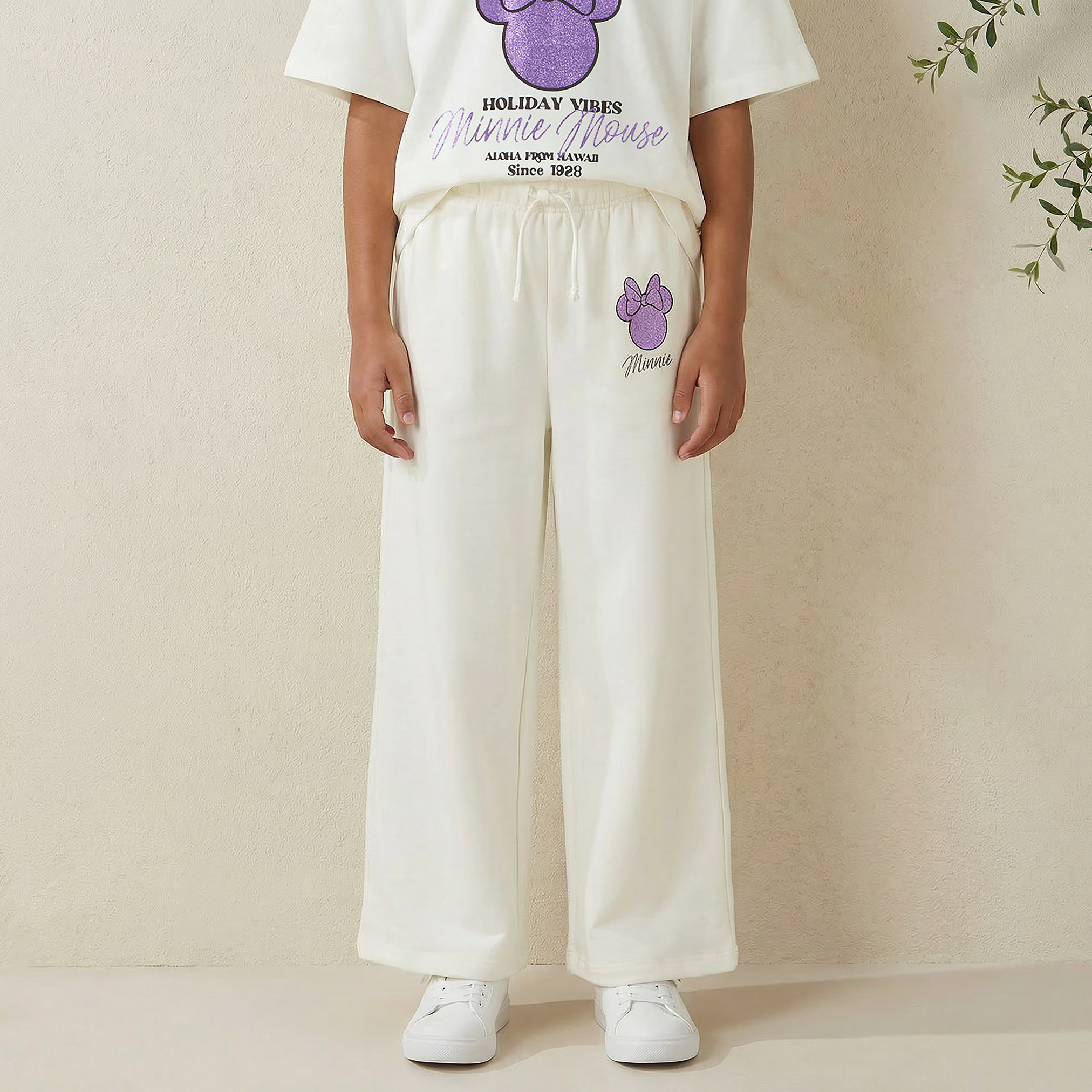 Disney Elasticated Drawstring Waist Track Pants with Minnie Mouse Print-girls-clothing-bottoms-joggersandtrackpants-image-1