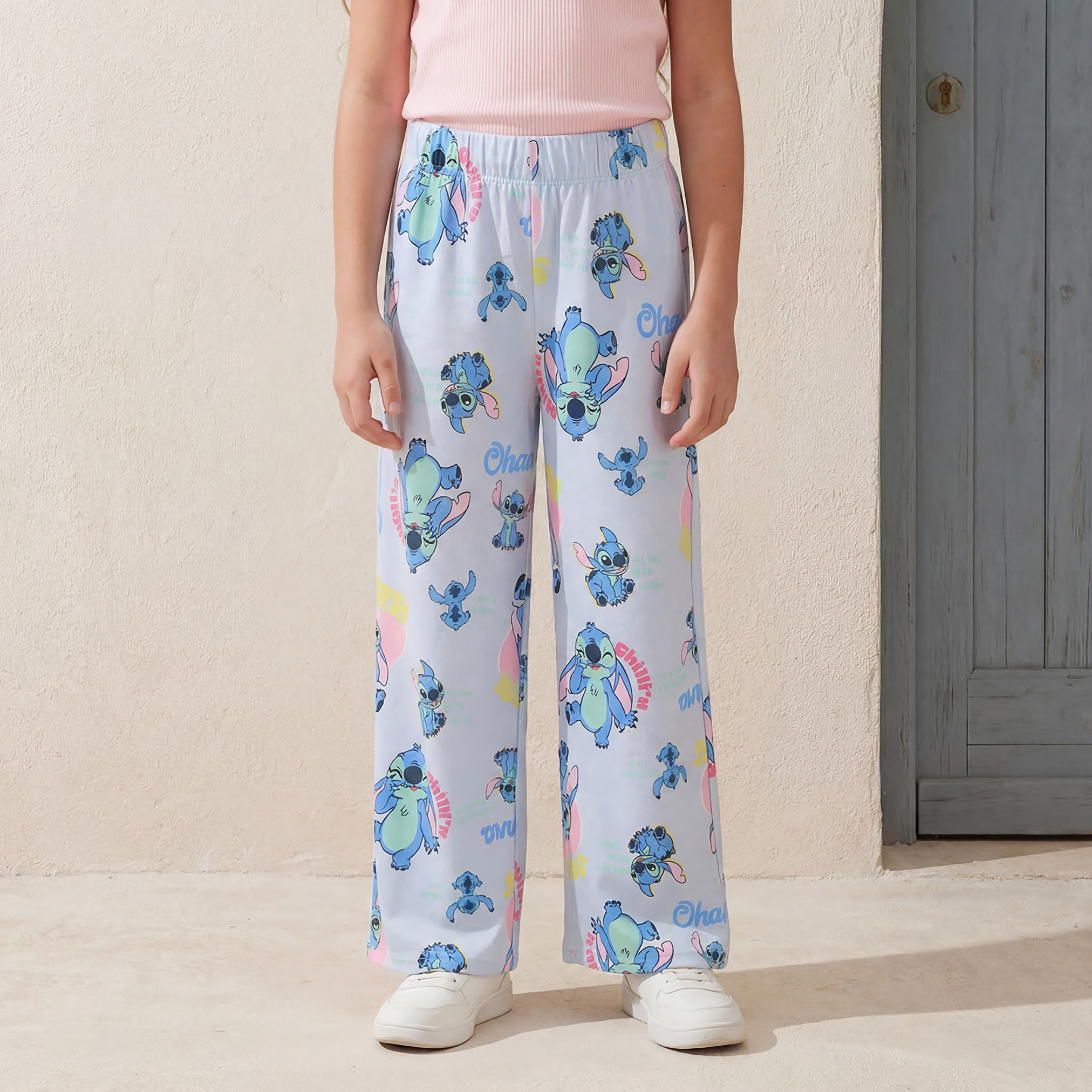 Disney Drawstring Waist Track Pants with Stitch Print-girls-clothing-bottoms-joggersandtrackpants-image-1