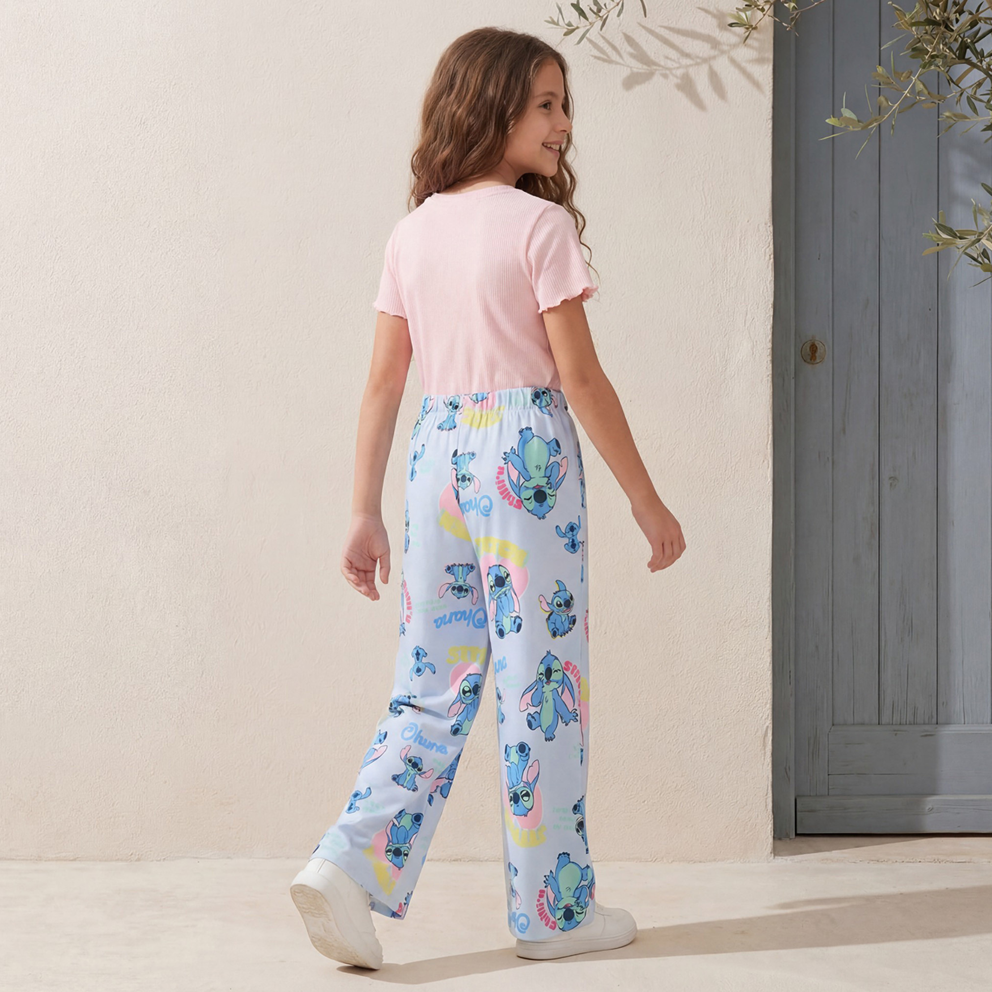 Disney Drawstring Waist Track Pants with Stitch Print-girls-clothing-bottoms-joggersandtrackpants-image-3