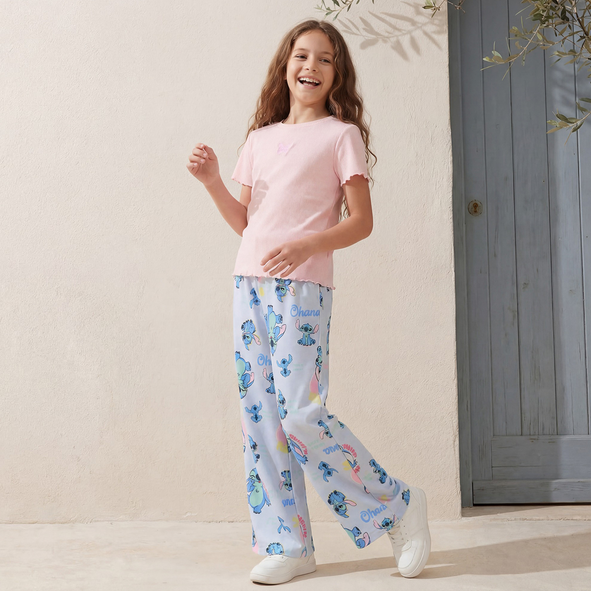 Disney Drawstring Waist Track Pants with Stitch Print-girls-clothing-bottoms-joggersandtrackpants-image-5
