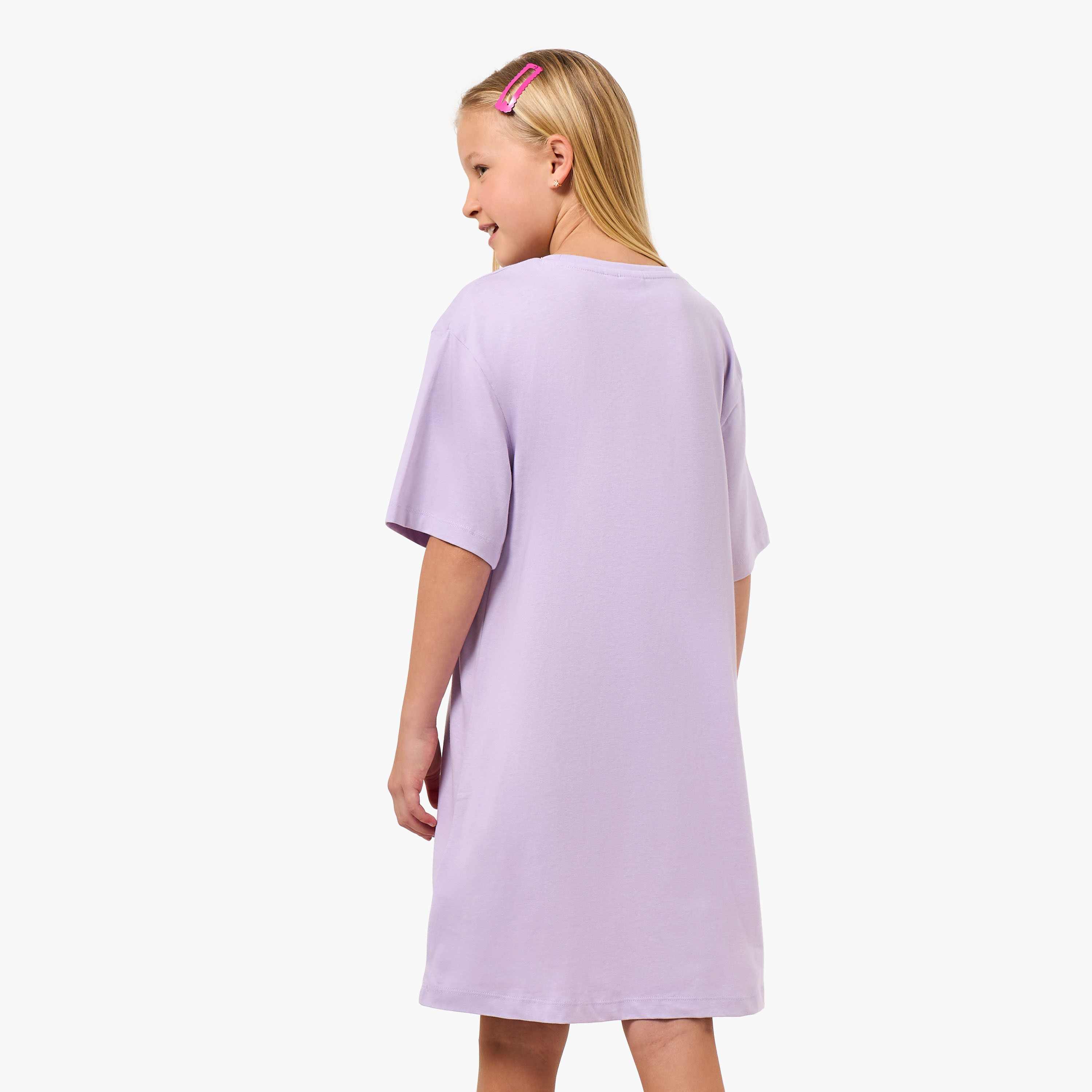 Disney Round Neck Short Sleeves Knee Length Shift Dress with Cinderella Print-girls-clothing-dressesandjumpsuits-image-3