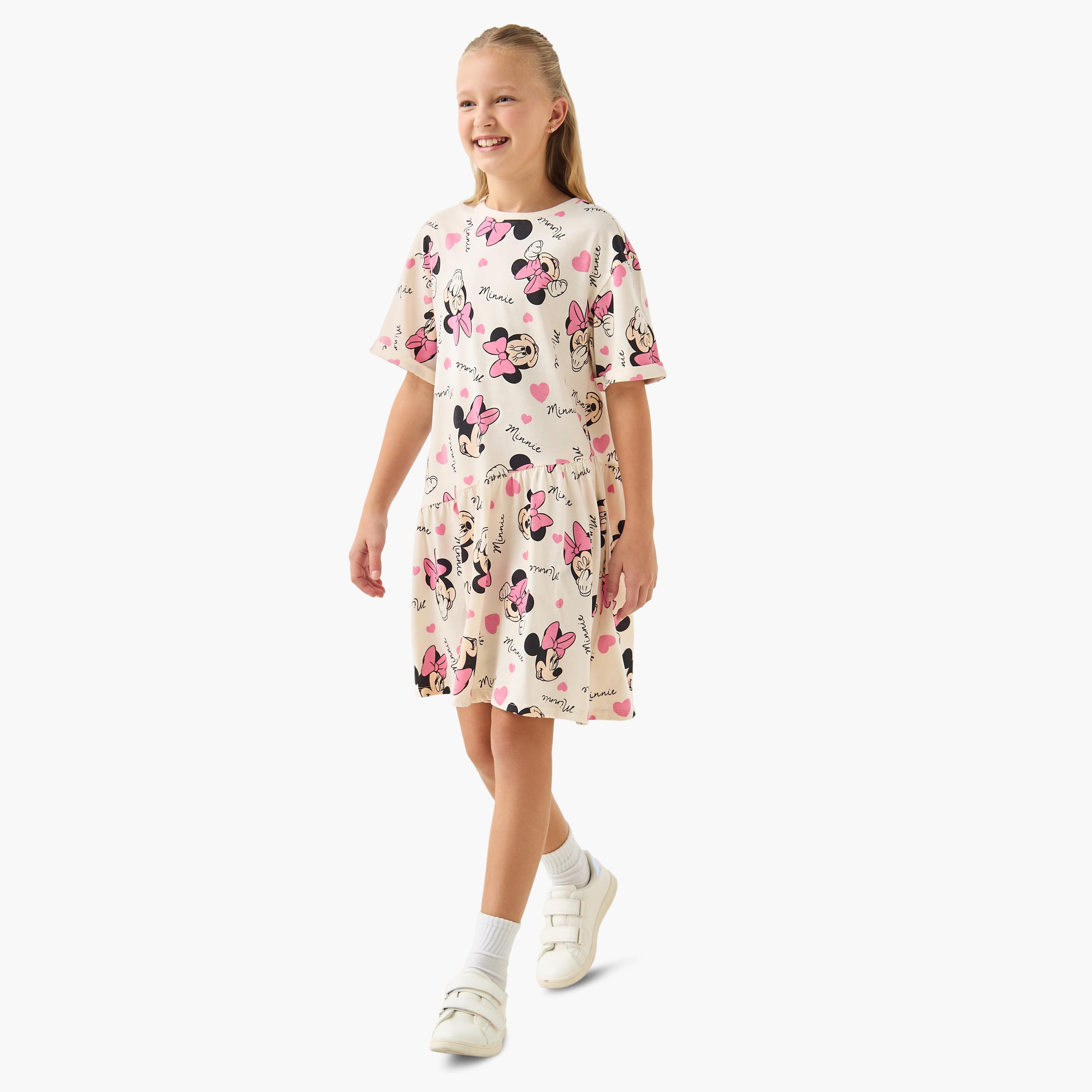Disney Round Neck Short Sleeve Dress with Minnie Mouse Print-girls-clothing-dressesandjumpsuits-image-2