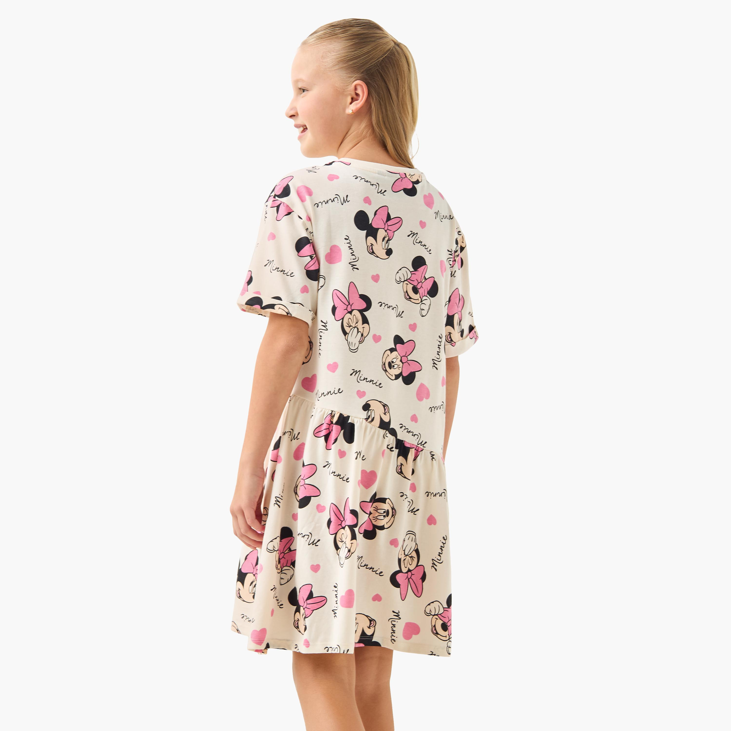Disney Round Neck Short Sleeve Dress with Minnie Mouse Print-girls-clothing-dressesandjumpsuits-image-3