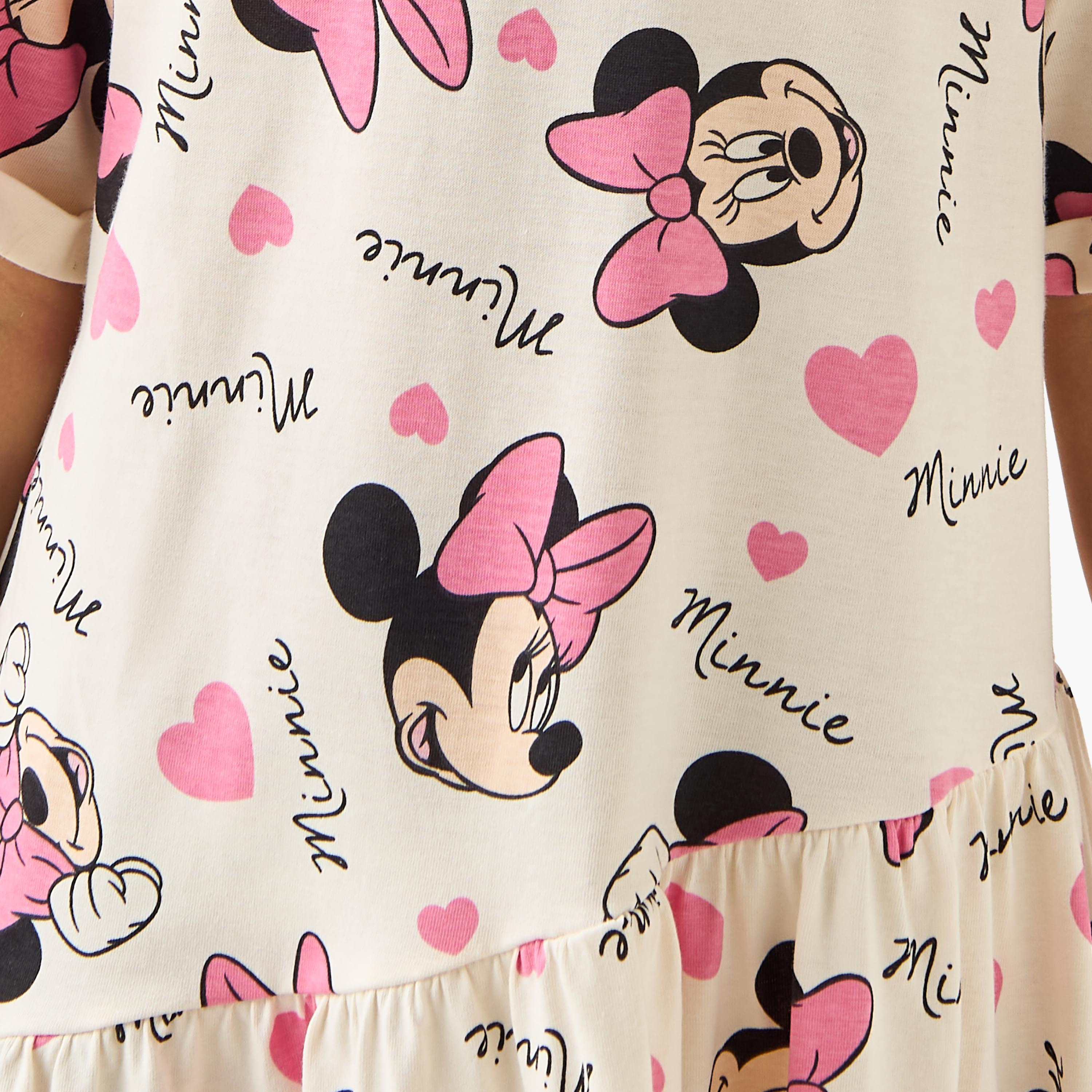 Disney Round Neck Short Sleeve Dress with Minnie Mouse Print-girls-clothing-dressesandjumpsuits-image-5