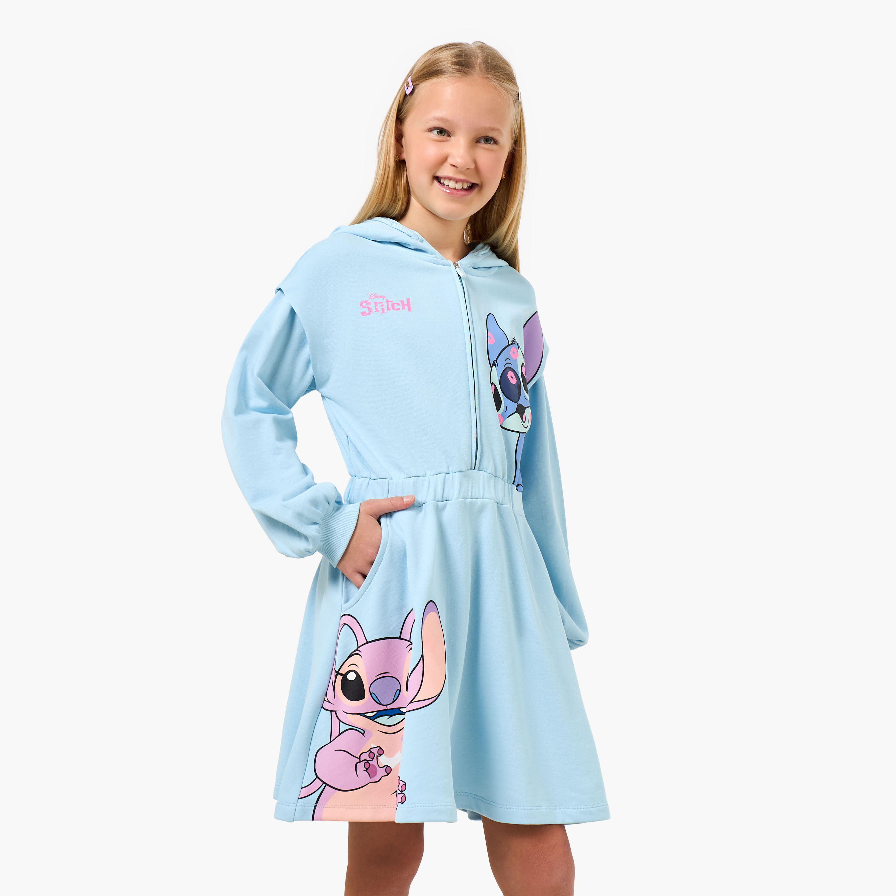 فستان إيه لاين بطول الركبة وبأكمام طويلة وقبعة وطبعات من ديزني-girls-clothing-dressesandjumpsuits-image-1