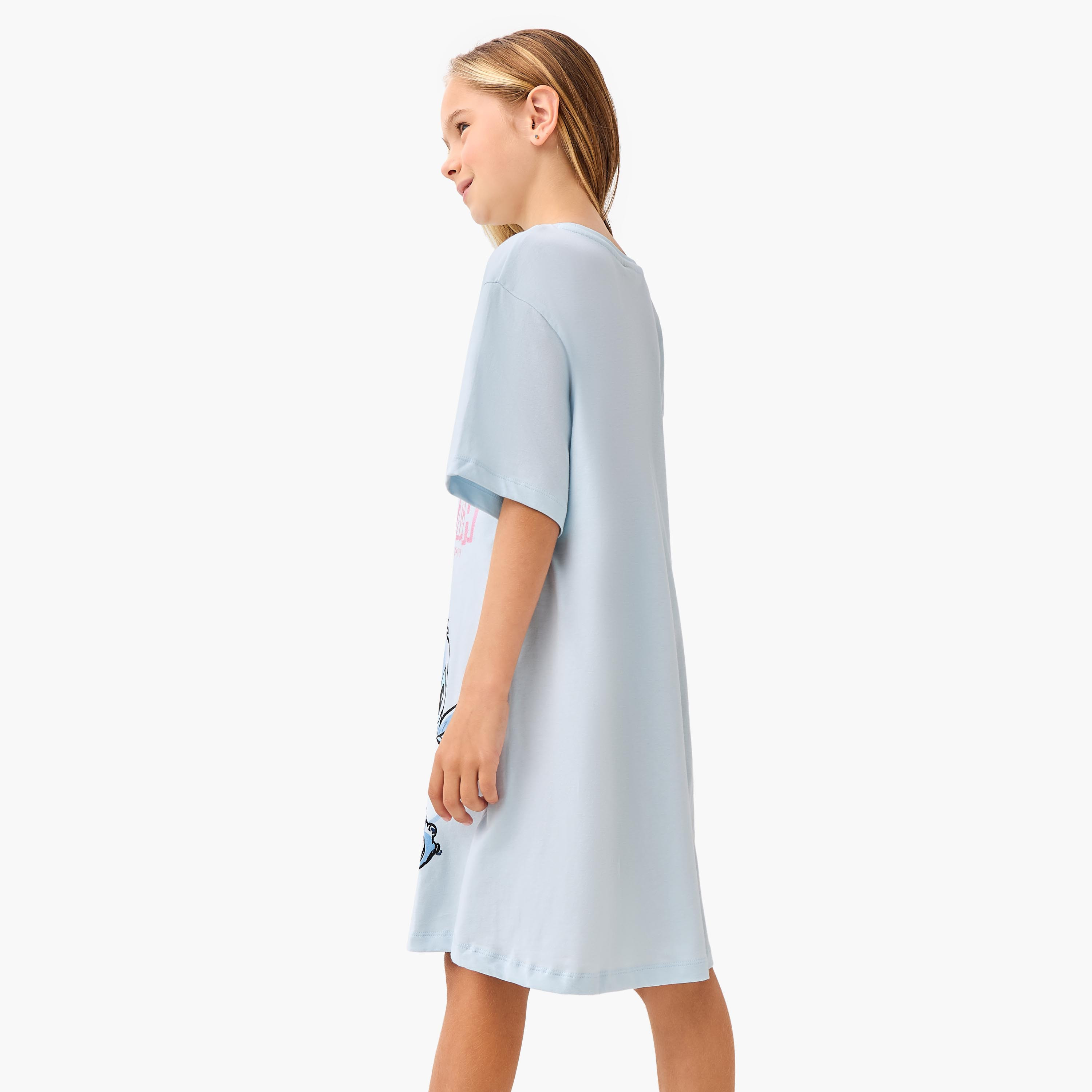 فستان تيشيرت بطبعات ستيتش وطول الركبة وأكمام قصيرة وياقة مستديرة من ديزني-girls-clothing-dressesandjumpsuits-image-3