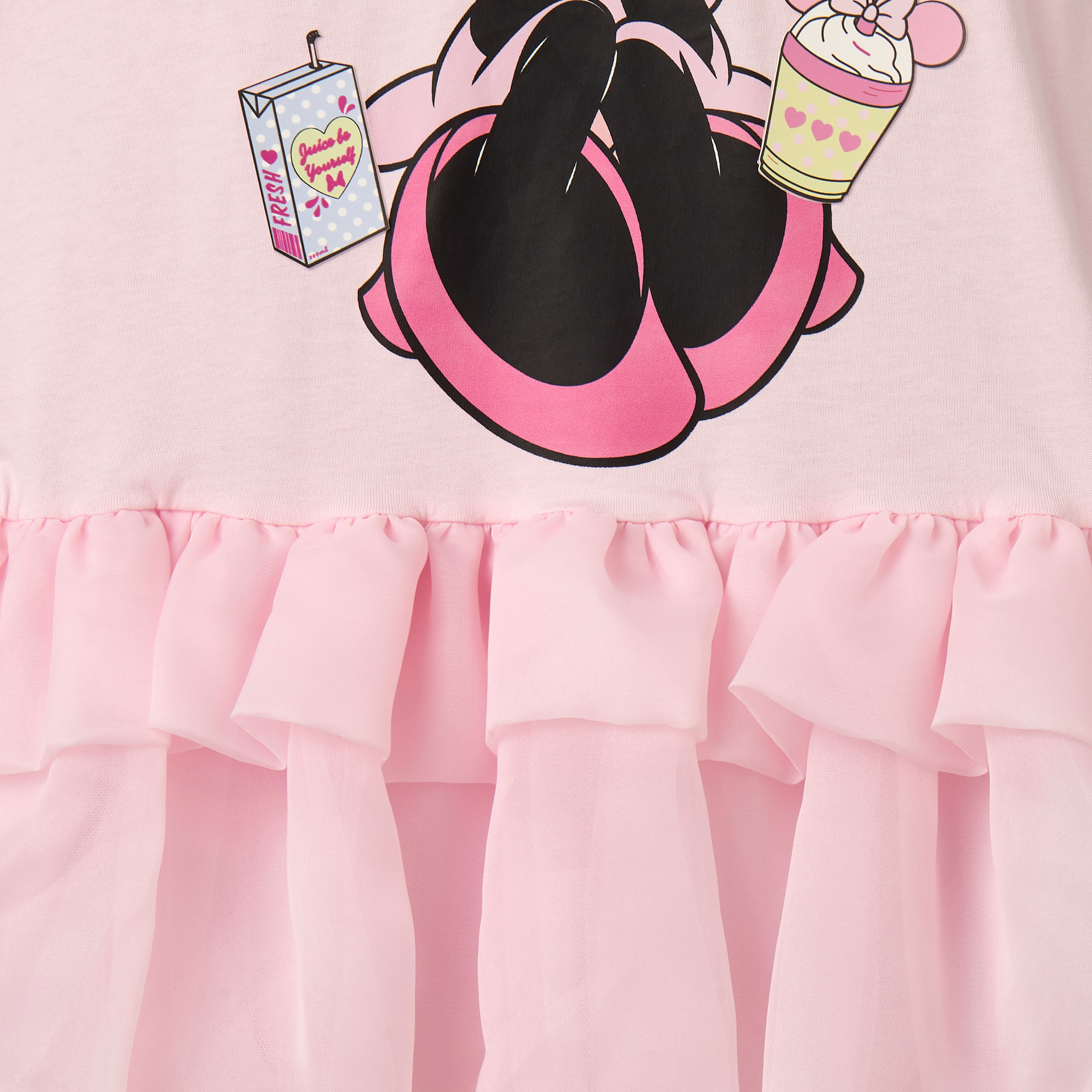 Disney Round Neck Short Sleeves Drop Waist Dress with Minnie Mouse Foil Print-girls-clothing-dressesandjumpsuits-image-4