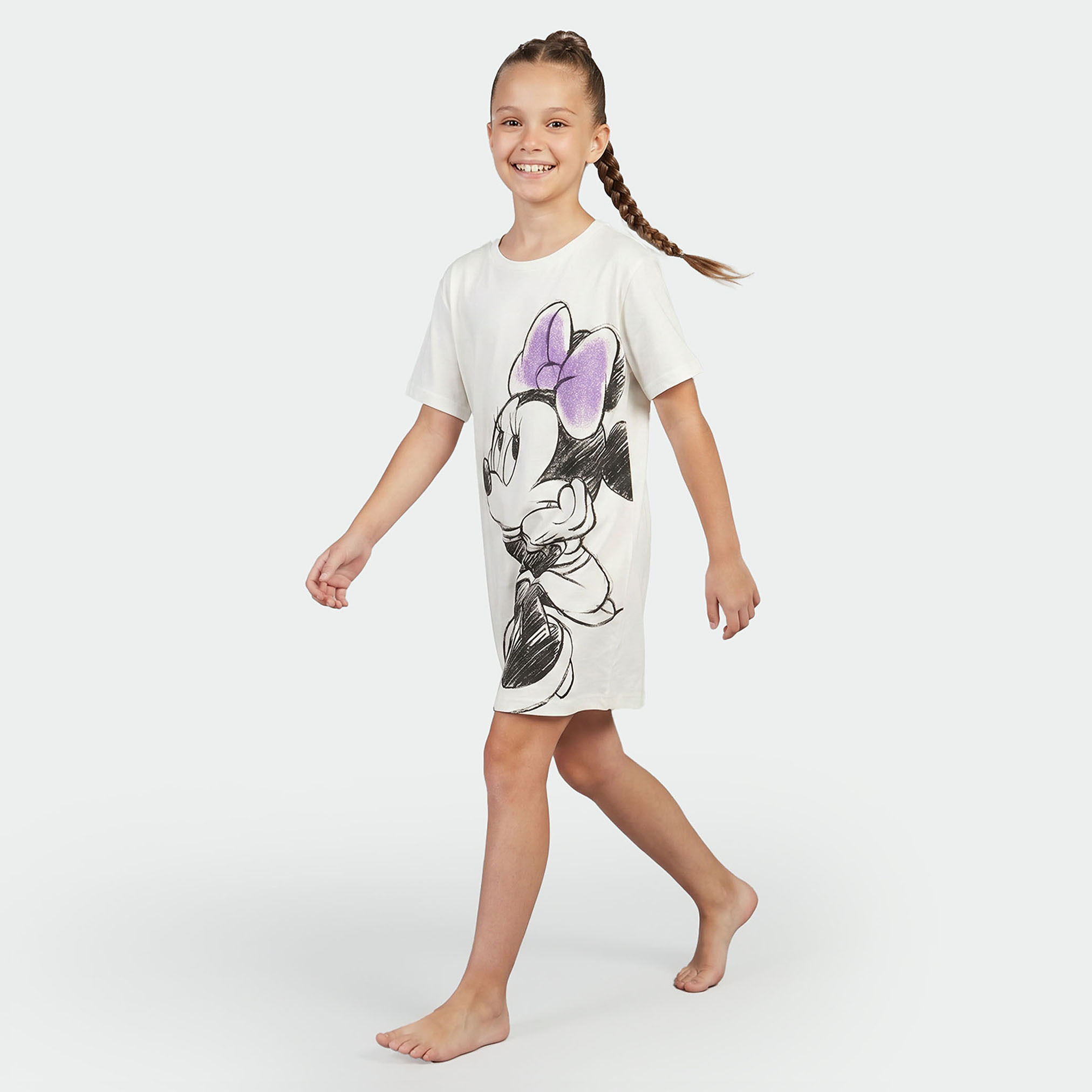Disney Round Neck Short Sleeve Knee-Length Dress with Minnie Mouse Print-girls-clothing-dressesandjumpsuits-image-1