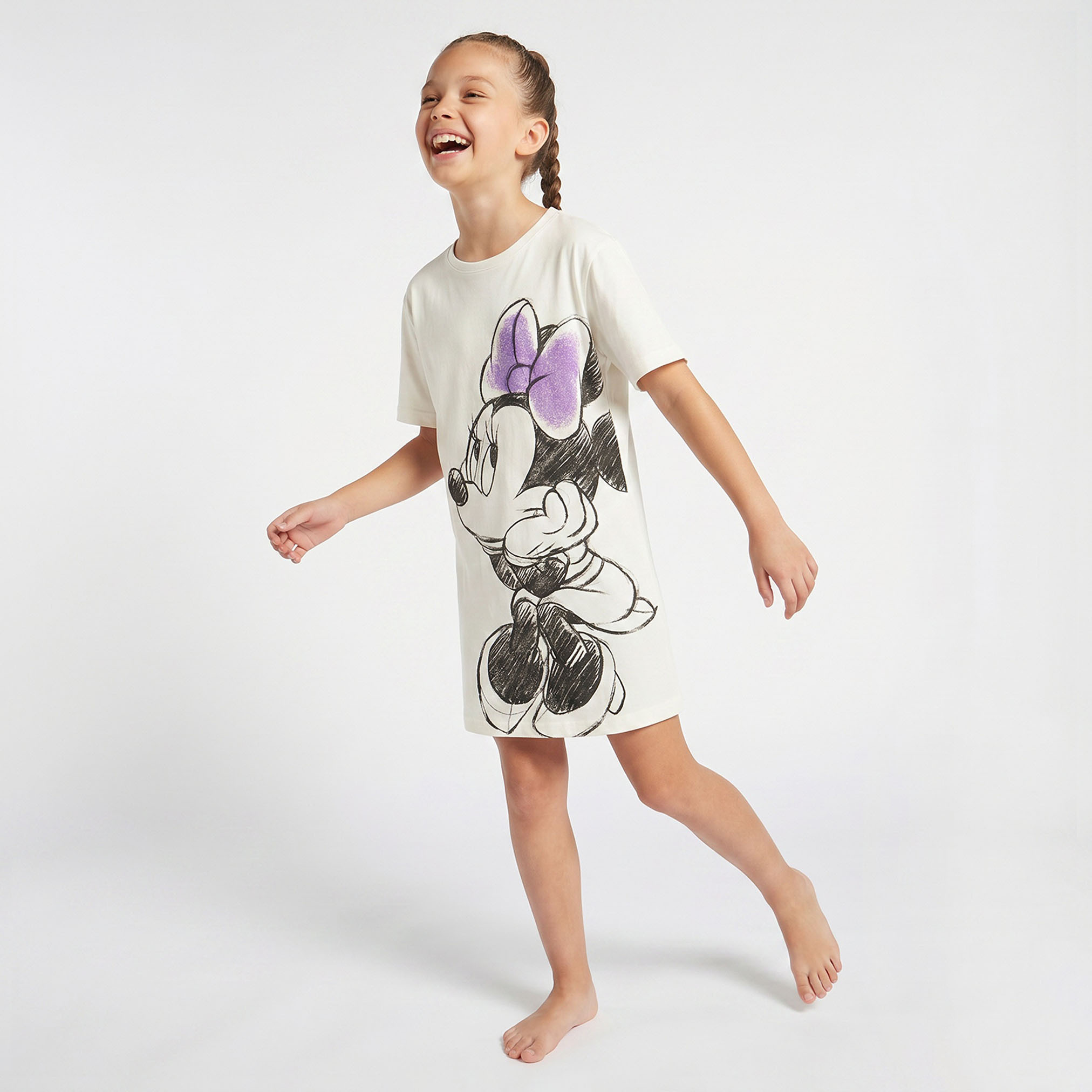 Disney Round Neck Short Sleeve Knee-Length Dress with Minnie Mouse Print-girls-clothing-dressesandjumpsuits-image-5