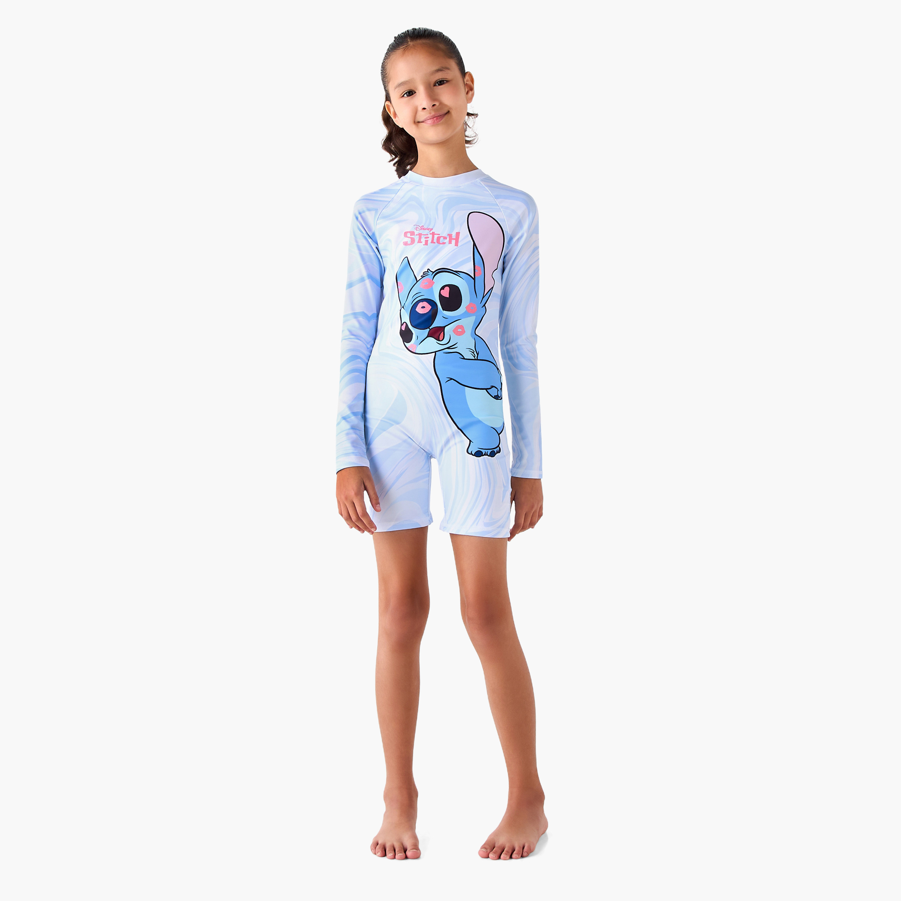 Disney Girls Stitch Print Swimsuit-girls-clothing-sportswear-swimwear-image-2