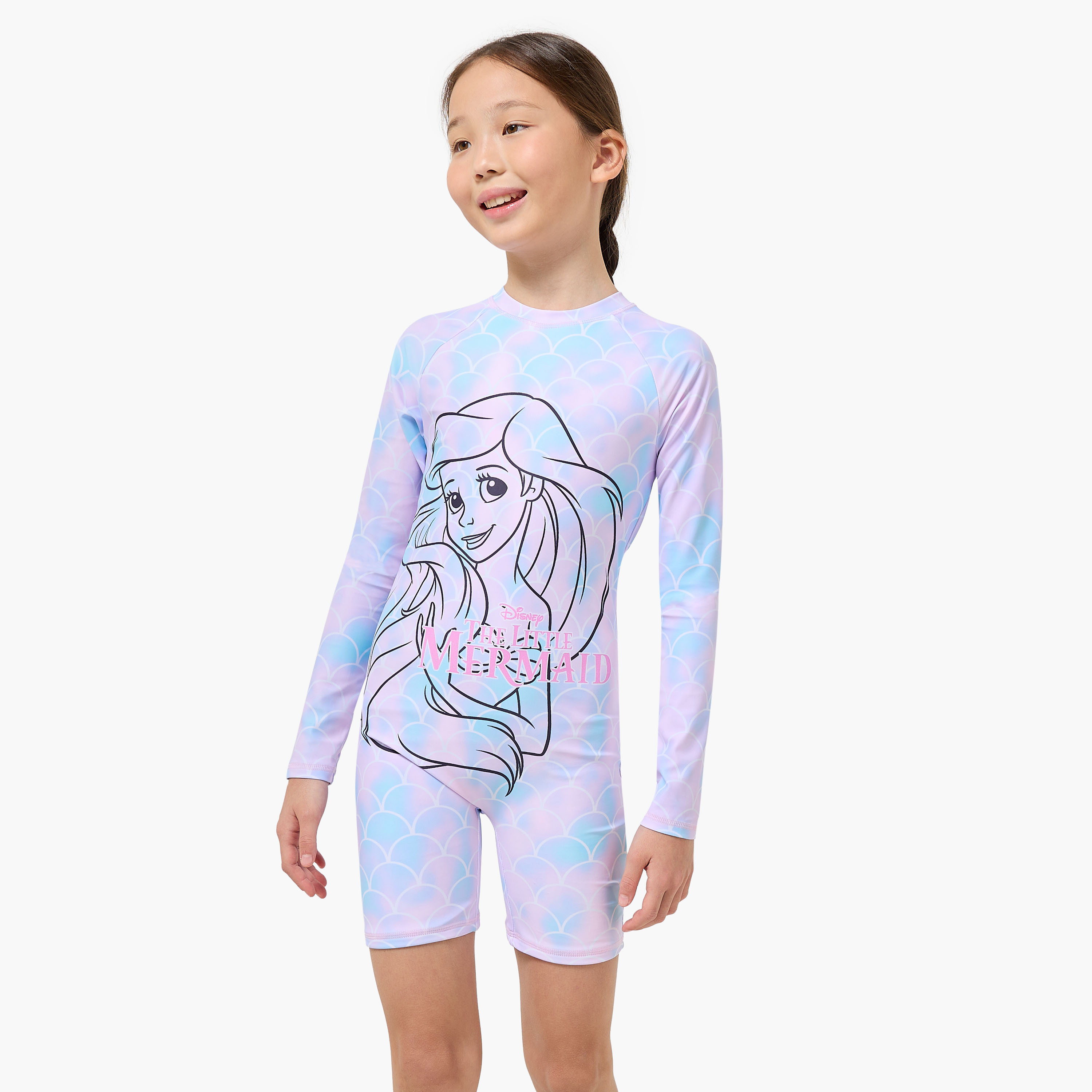 Disney Girls The Little Mermaid Print Swimsuit with Skirt-girls-clothing-sportswear-swimwear-image-2