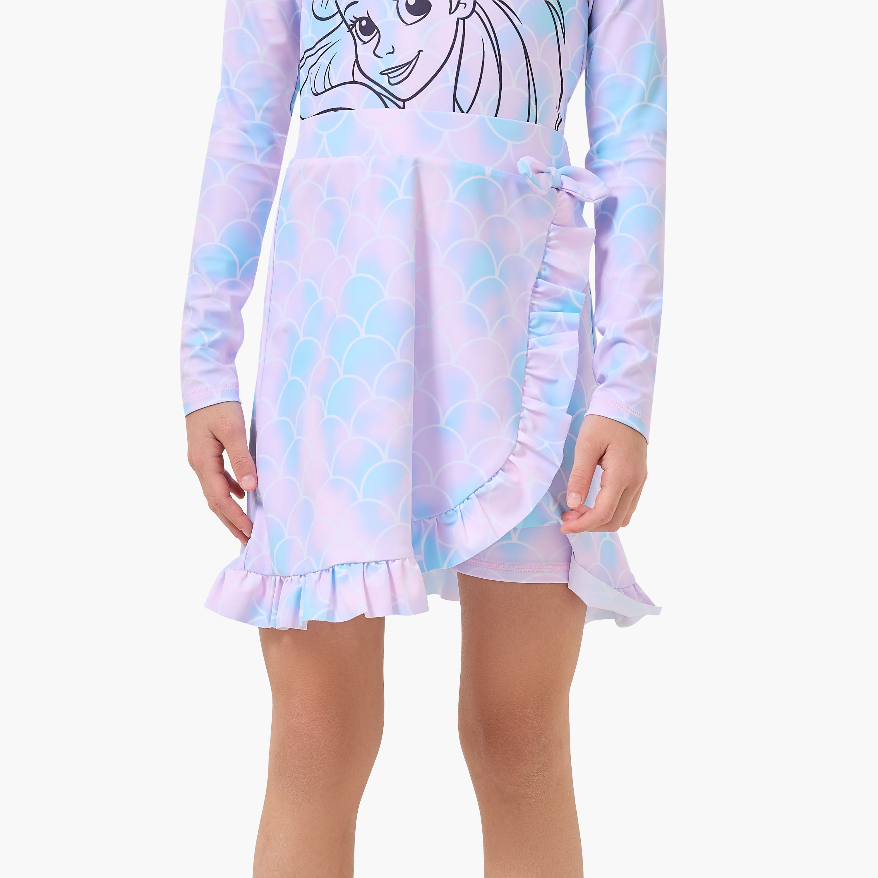Disney Girls The Little Mermaid Print Swimsuit with Skirt-girls-clothing-sportswear-swimwear-image-3