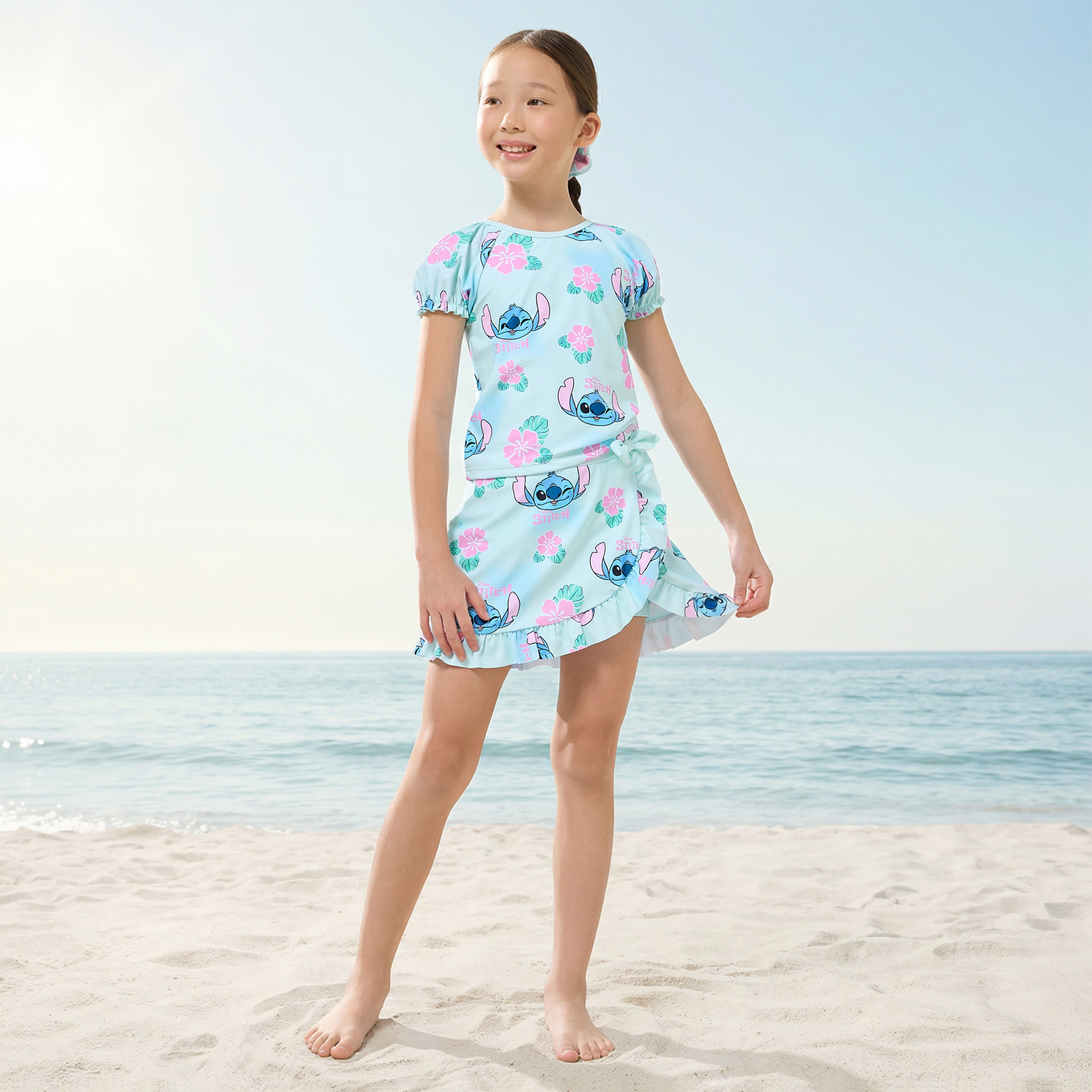 Set of 2 Disney Girls Stitch Print Swimwear Set-girls-clothing-sportswear-swimwear-image-1