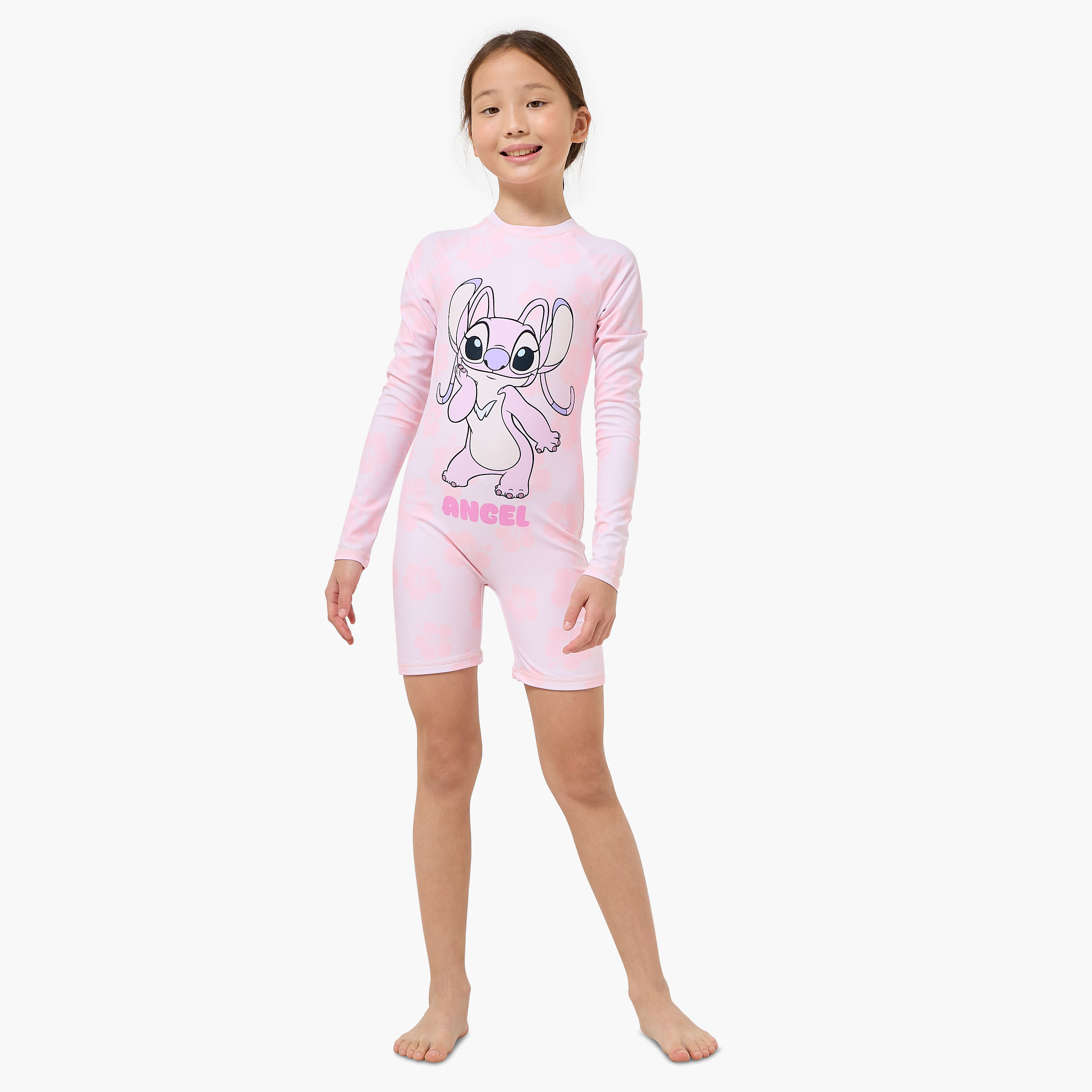 Disney Girls Angel Print Swimsuit-girls-clothing-sportswear-swimwear-image-2