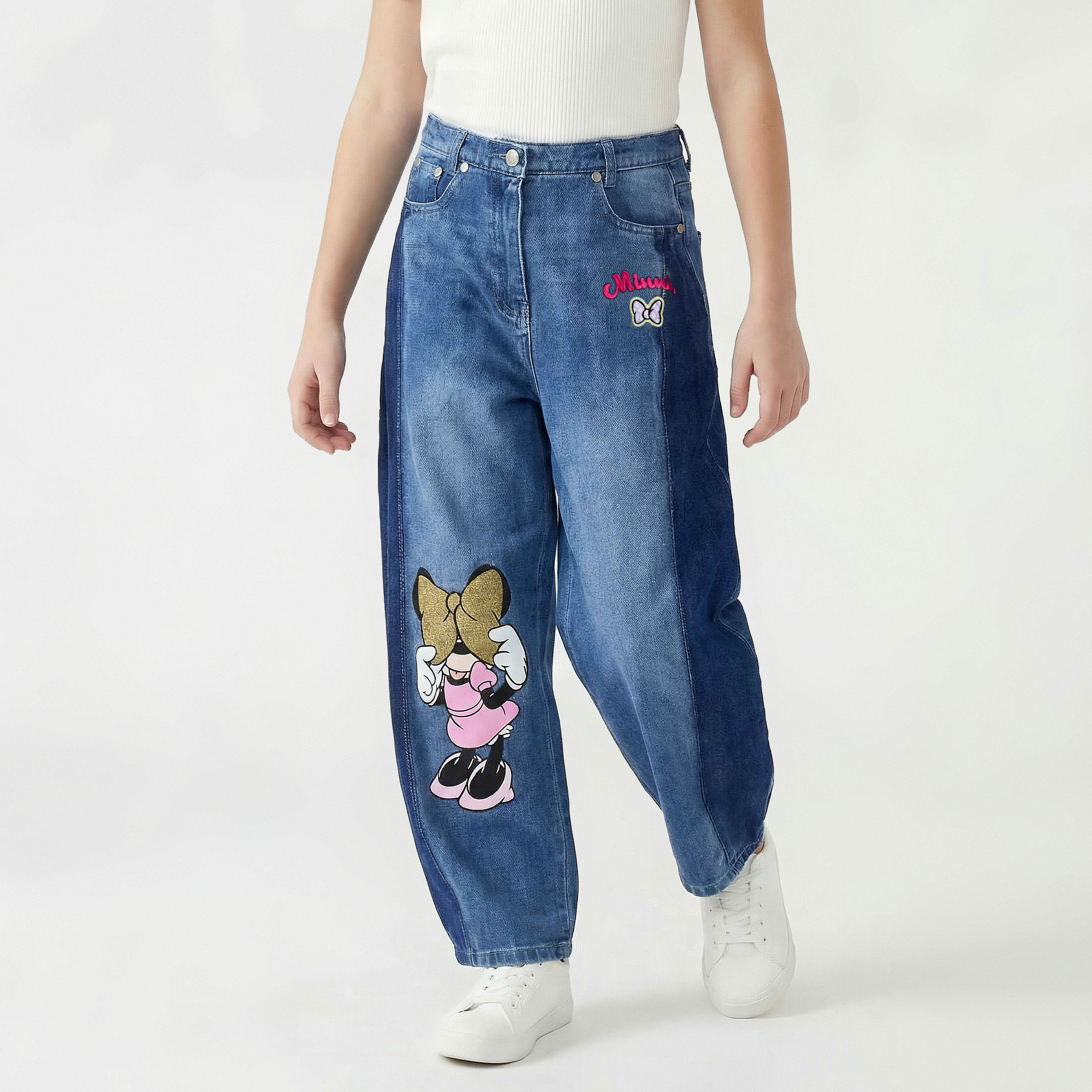 Disney Mid Rise Jeans with Minnie Mouse Print-girls-clothing-bottoms-jeansandjeggings-image-1