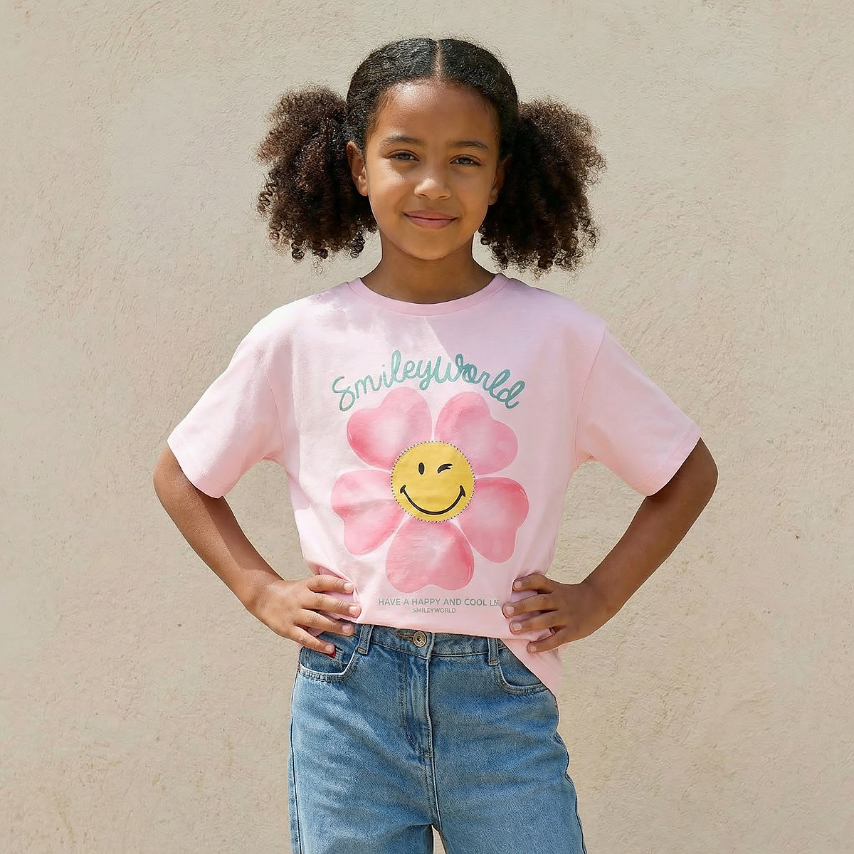 Smiley World Crew Neck Short Sleeves T-shirt with Graphic Print-girls-clothing-tshirts-image-1