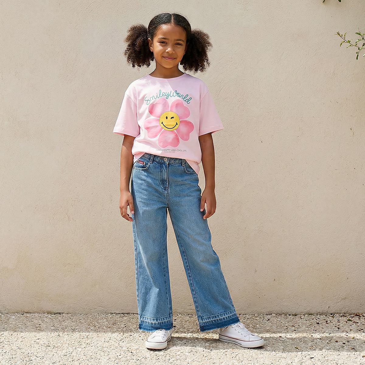 Smiley World Crew Neck Short Sleeves T-shirt with Graphic Print-girls-clothing-tshirts-image-2