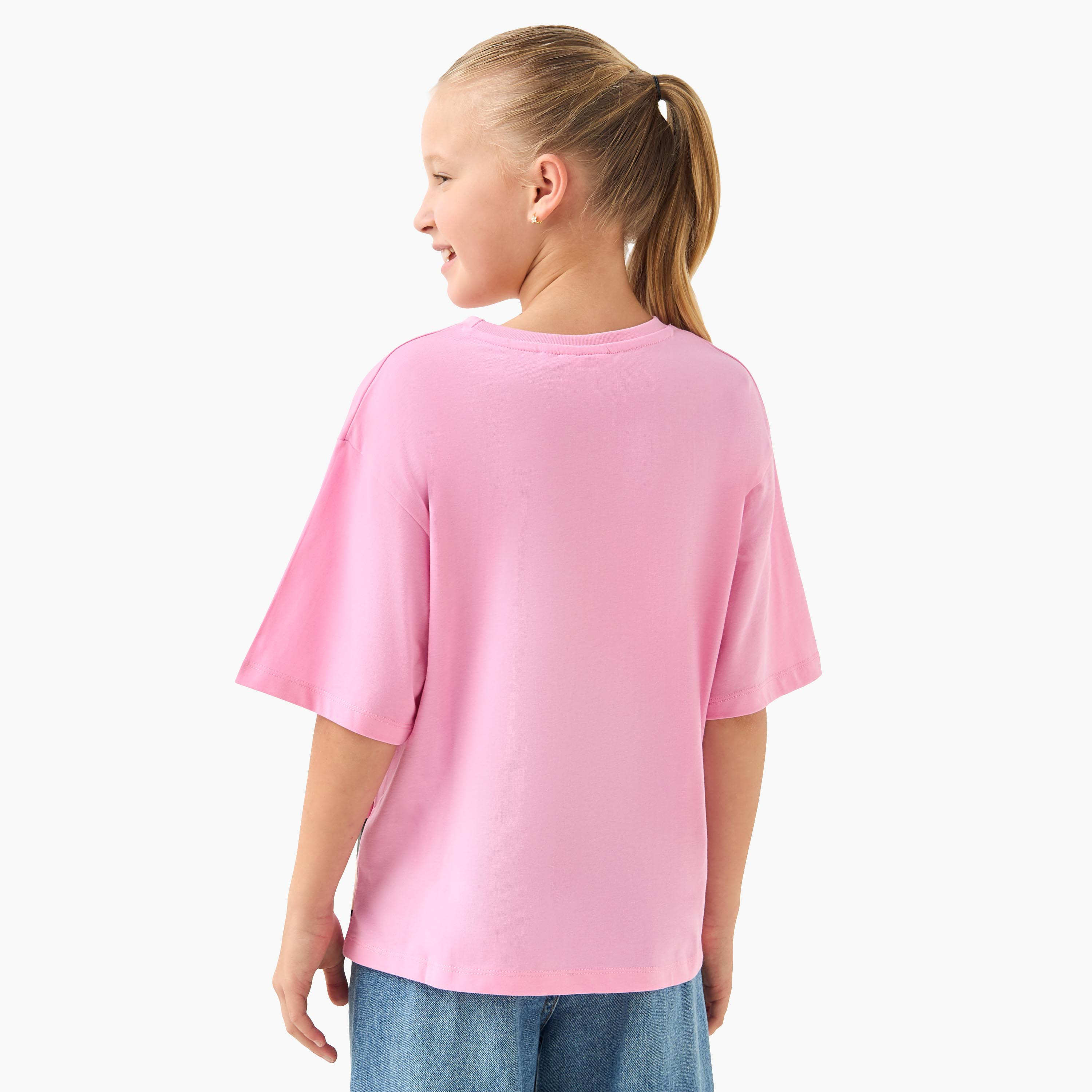 Crew Neck Short Sleeves T-shirt with Powerpuff Girls Sequin Detail-girls-clothing-tshirts-image-3