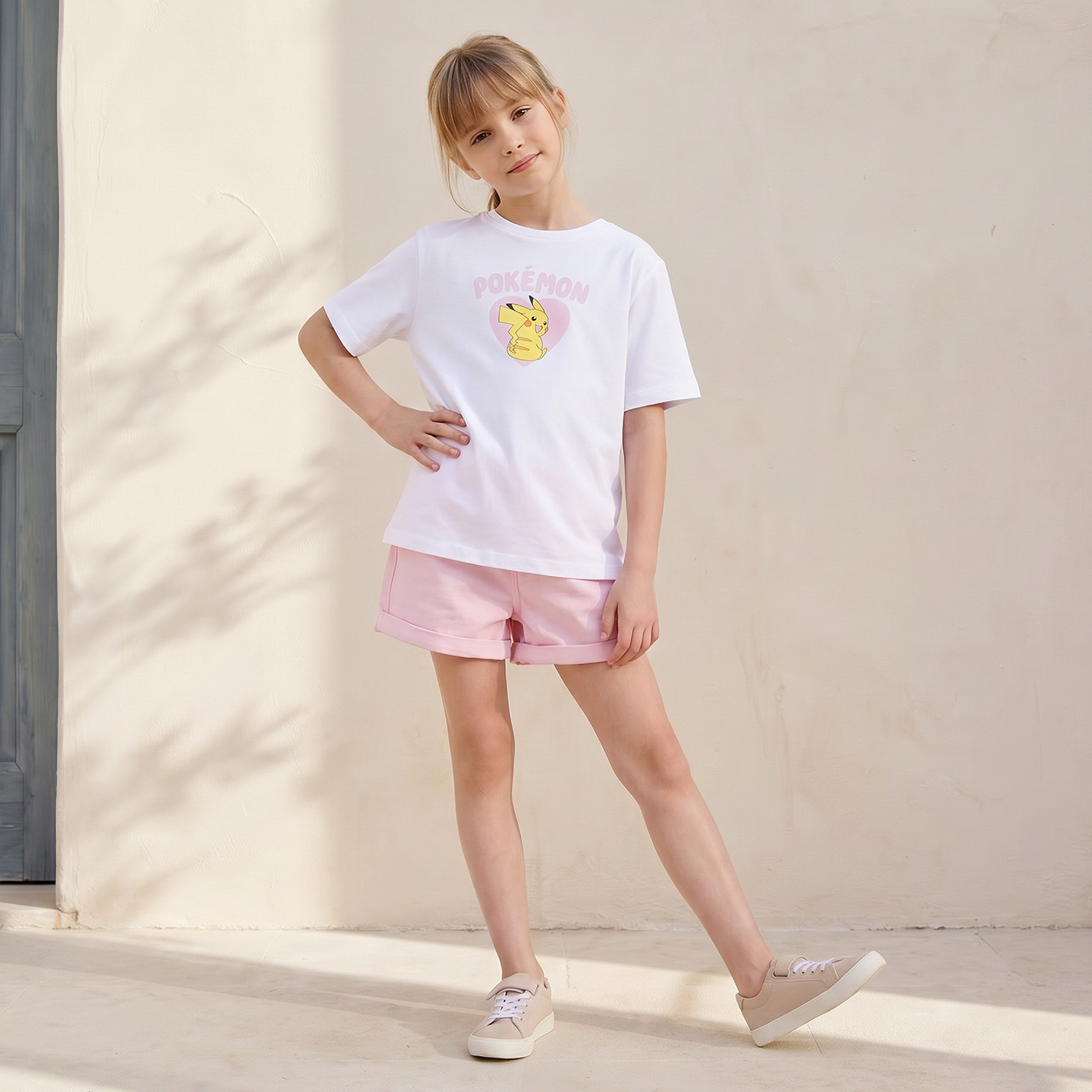 Pokemon Crew Neck Short Sleeves T-shirt with Pokemon Print-girls-clothing-tshirts-image-2