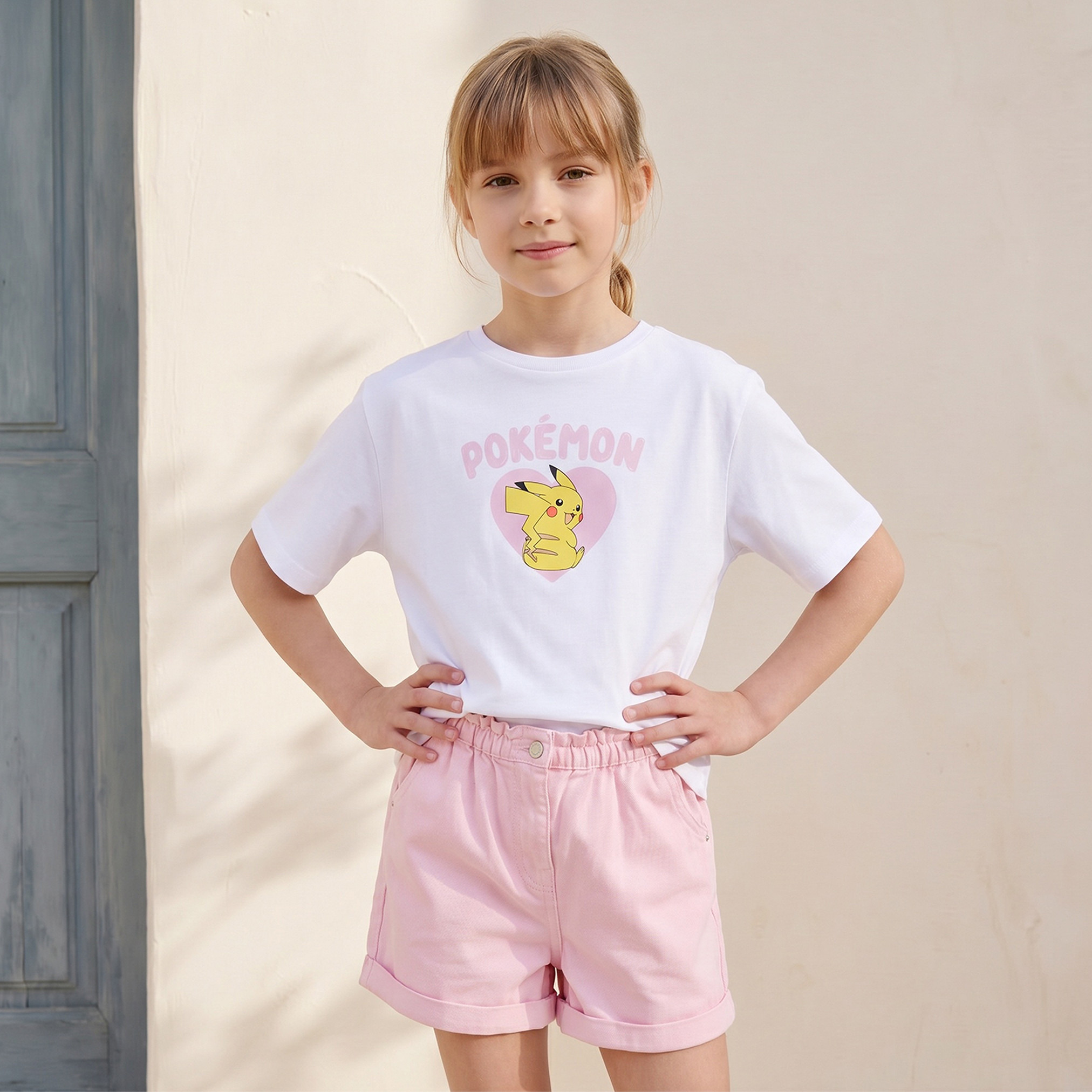 Pokemon Crew Neck Short Sleeves T-shirt with Pokemon Print-girls-clothing-tshirts-image-3