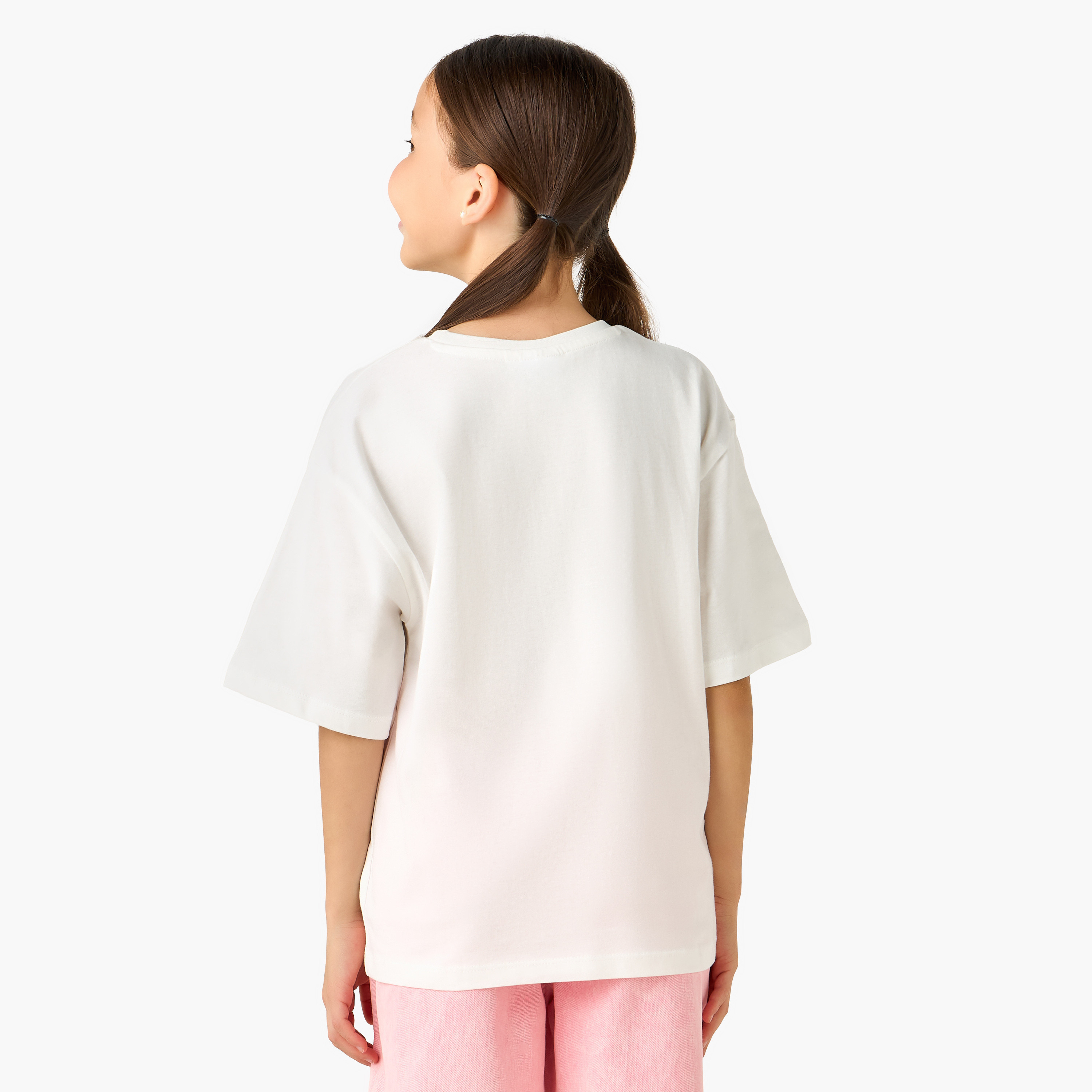 SmileyWorld Crew Neck Short Sleeves T-shirt with Embossed Detail-girls-clothing-tshirts-image-3