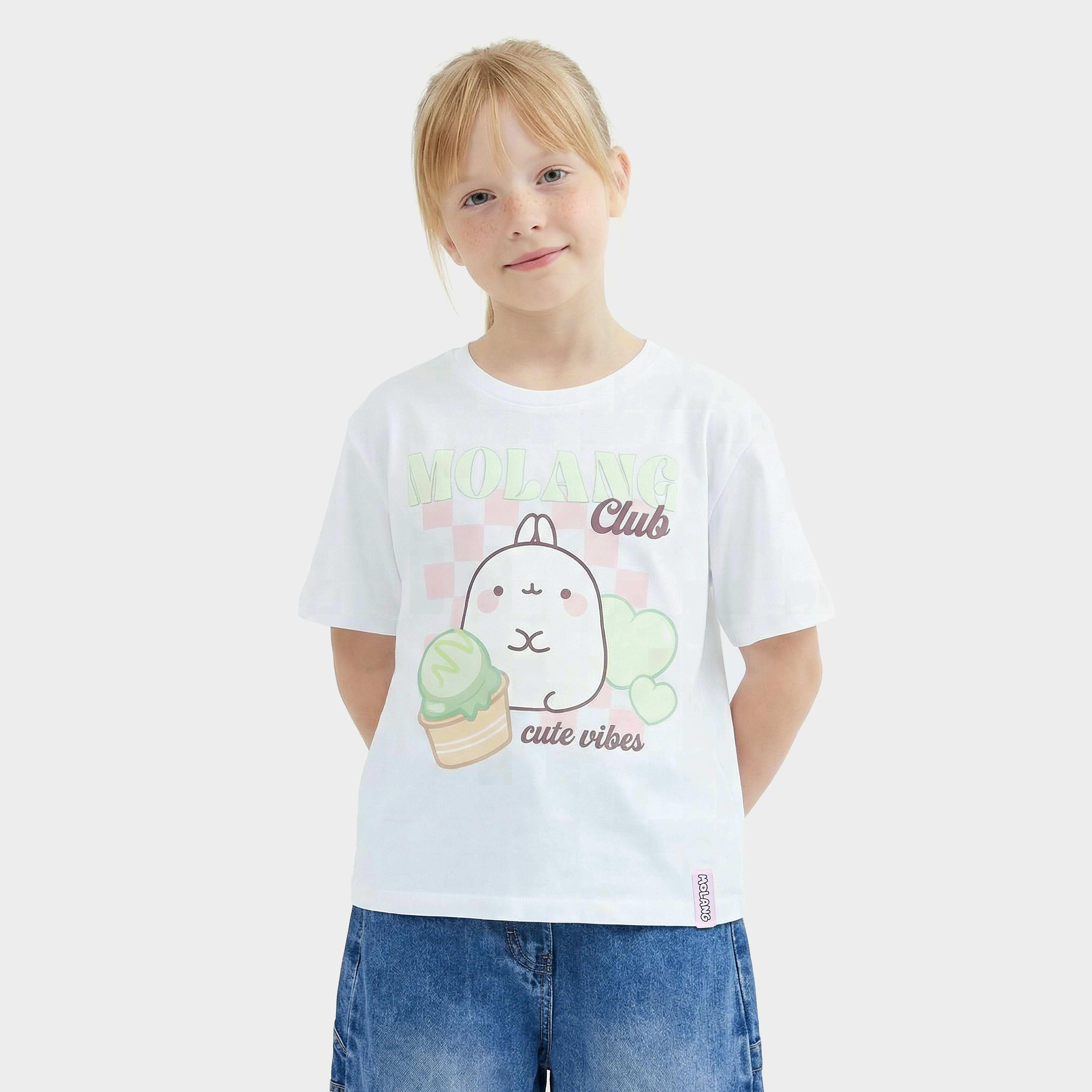 Molang Crew Neck Short Sleeves T-shirt with Graphic Print-girls-clothing-tshirts-image-1