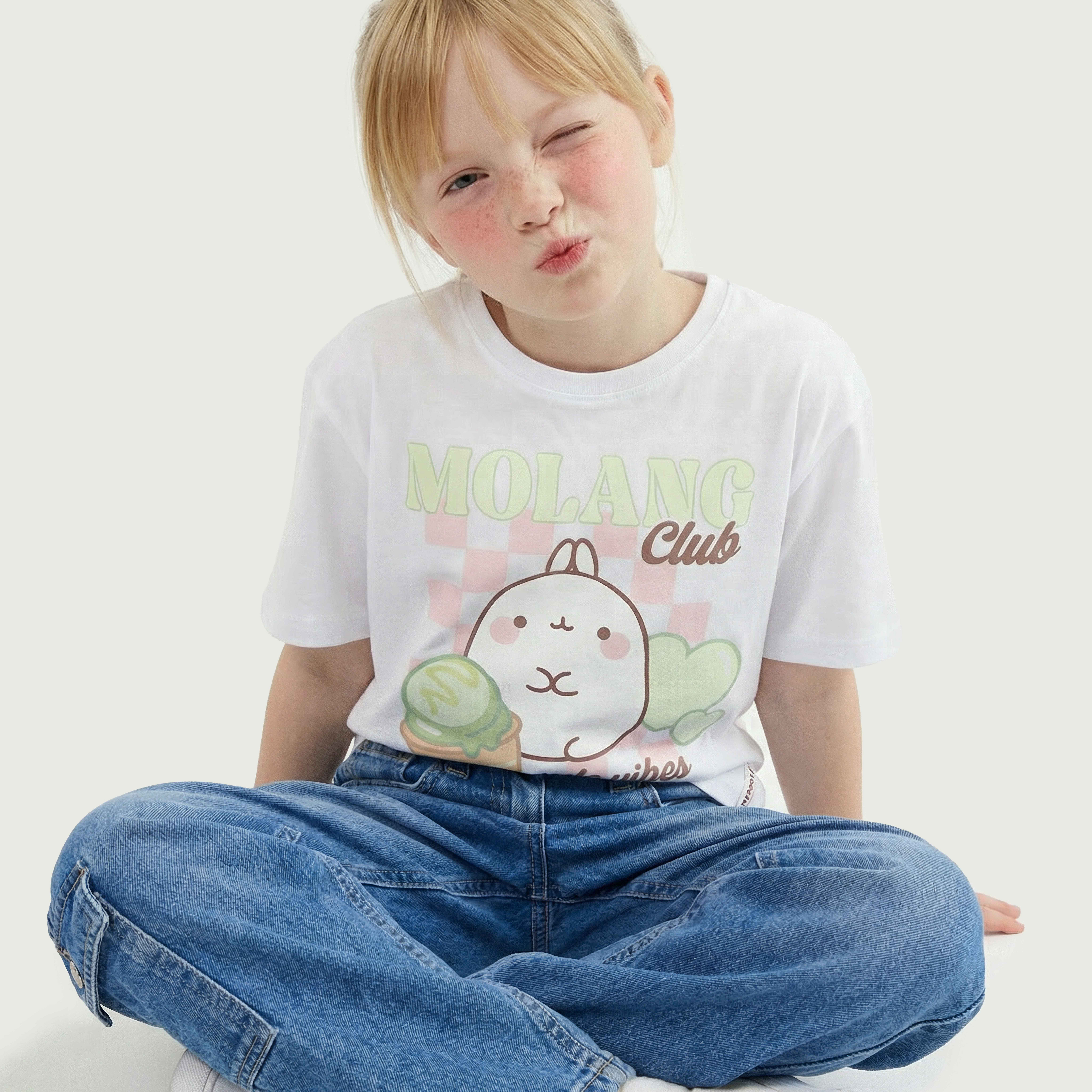 Molang Crew Neck Short Sleeves T-shirt with Graphic Print-girls-clothing-tshirts-image-5