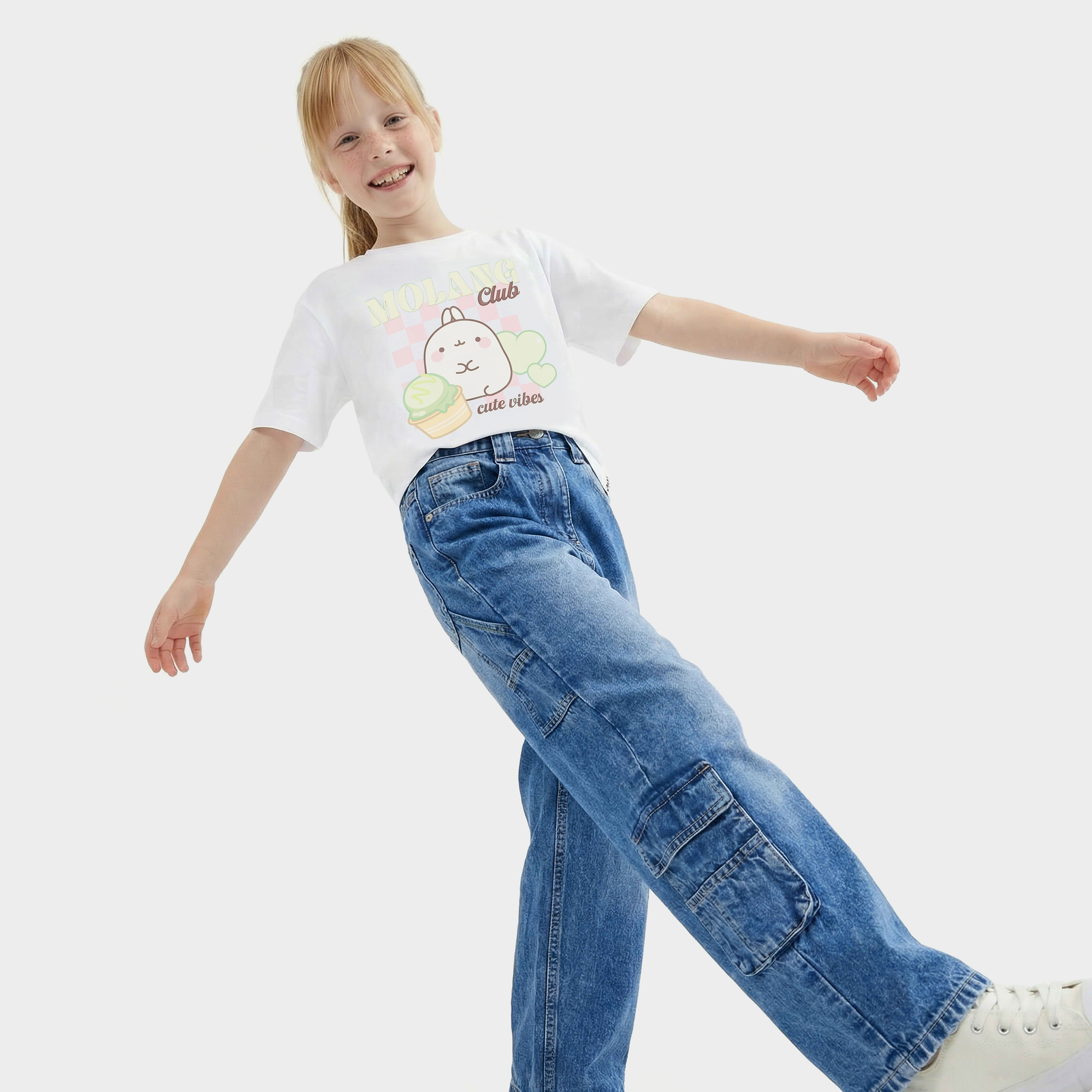 Molang Crew Neck Short Sleeves T-shirt with Graphic Print-girls-clothing-tshirts-image-6