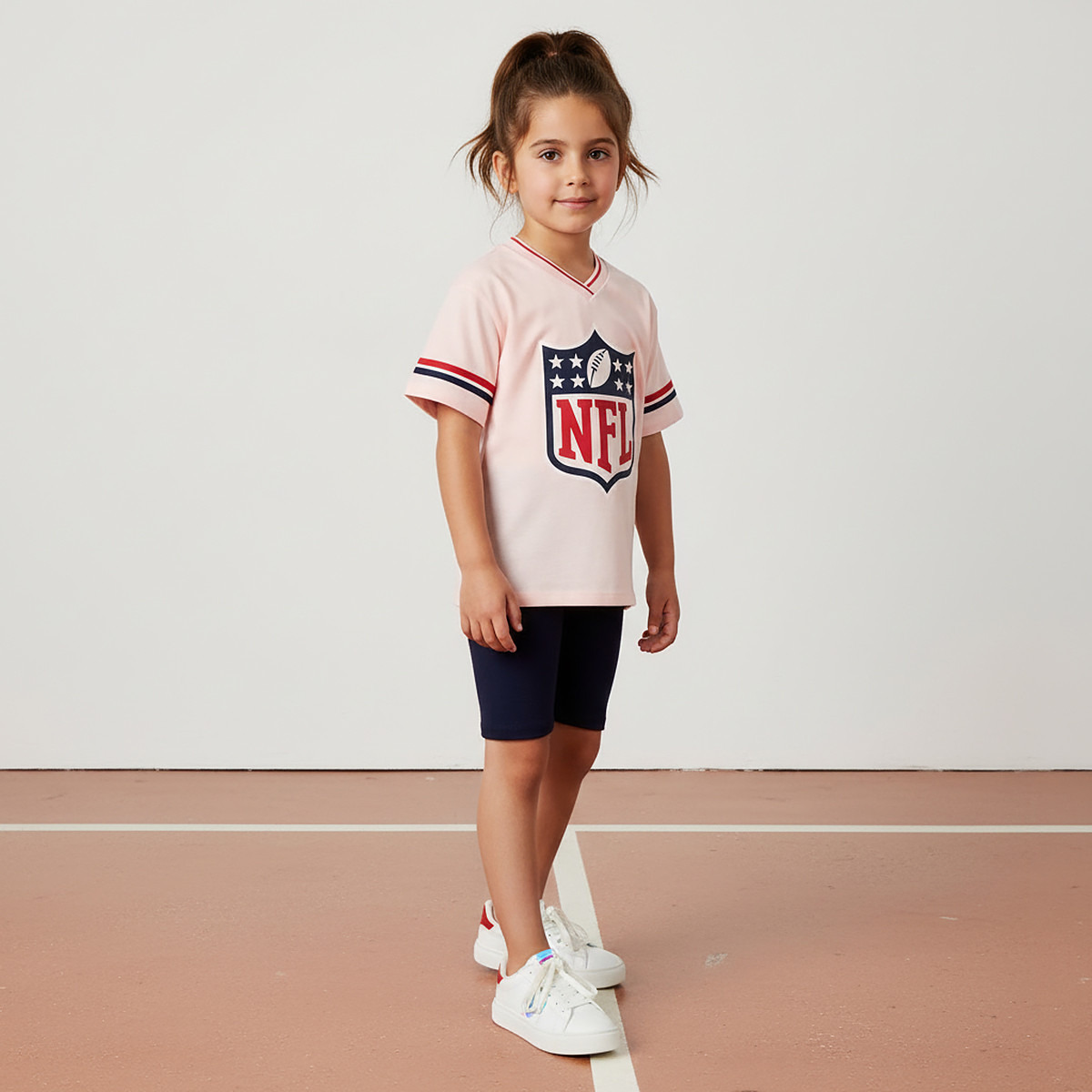 NFL V-neck Short Sleeves T-shirt with Logo Print-girls-clothing-tshirts-image-1