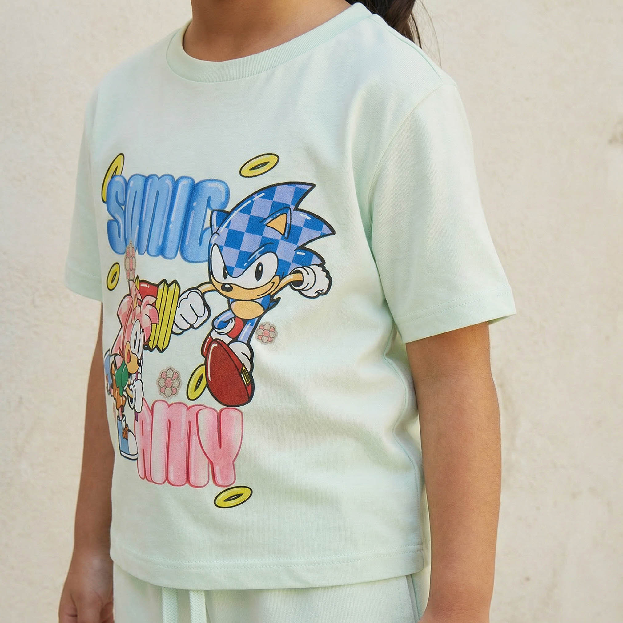 SEGA Crew Neck Short Sleeves T-shirt with Sonic the Hedgehog Print-girls-clothing-tshirts-image-4