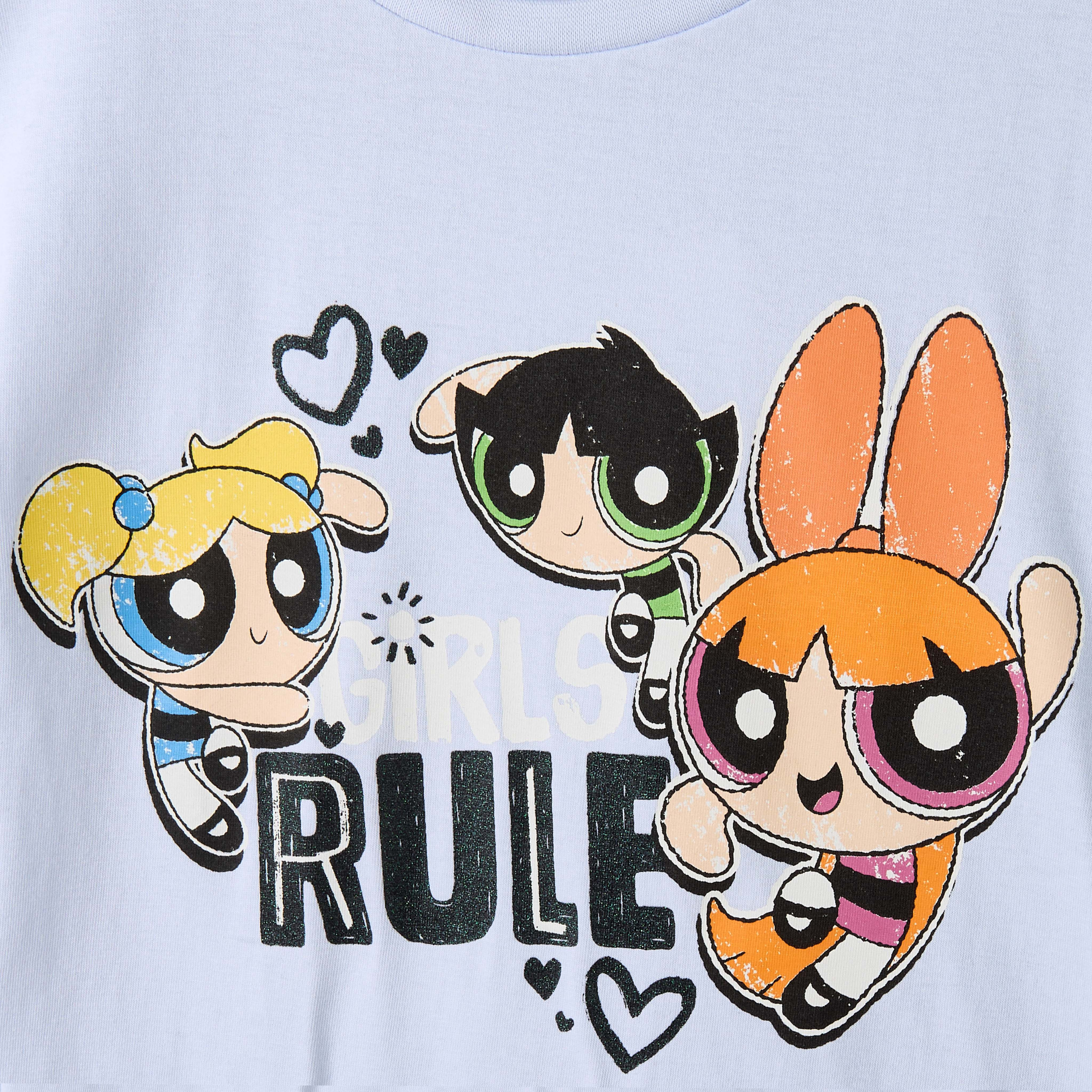 Crew Neck Short Sleeves T-shirt with Powerpuff Girls Print-girls-clothing-tshirts-image-4