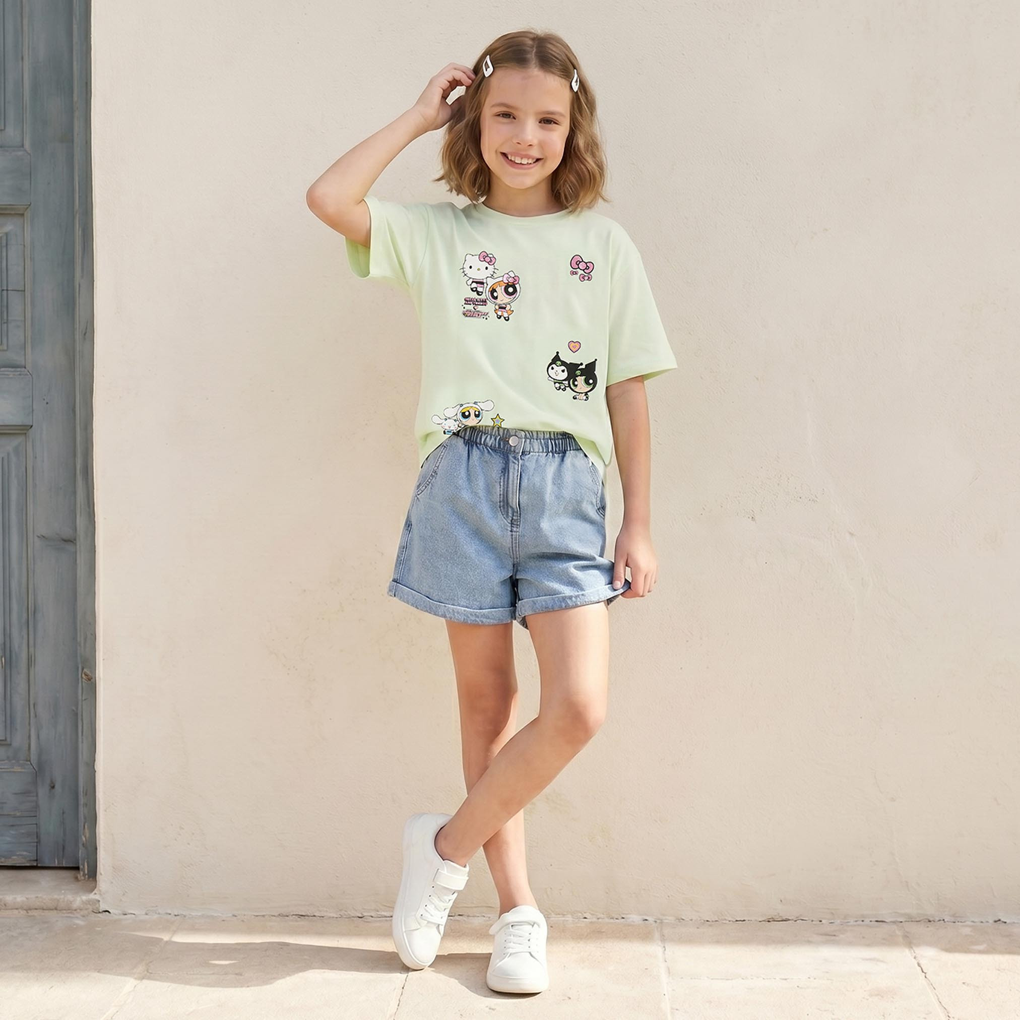 تيشيرت برقبة ضيقة وأكمام قصيرة وطبعات-girls-clothing-tshirts-image-2