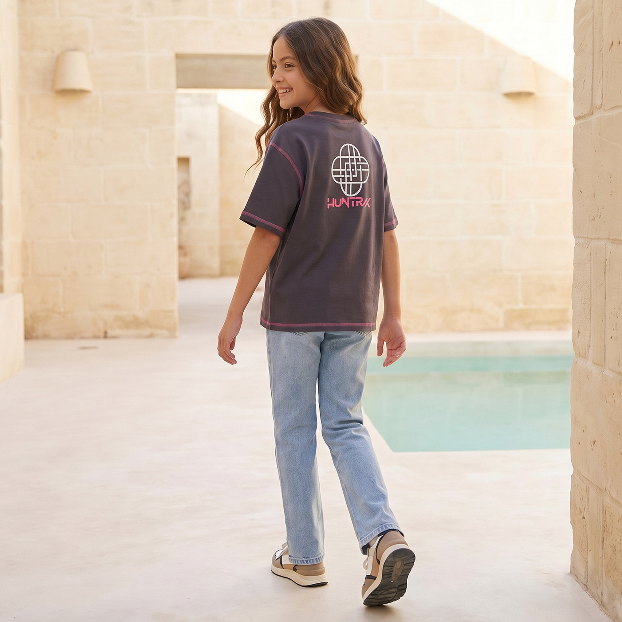 Netflix Round Neck Short Sleeves T-shirt with KPop Demon Hunters Print-girls-clothing-tshirts-image-3