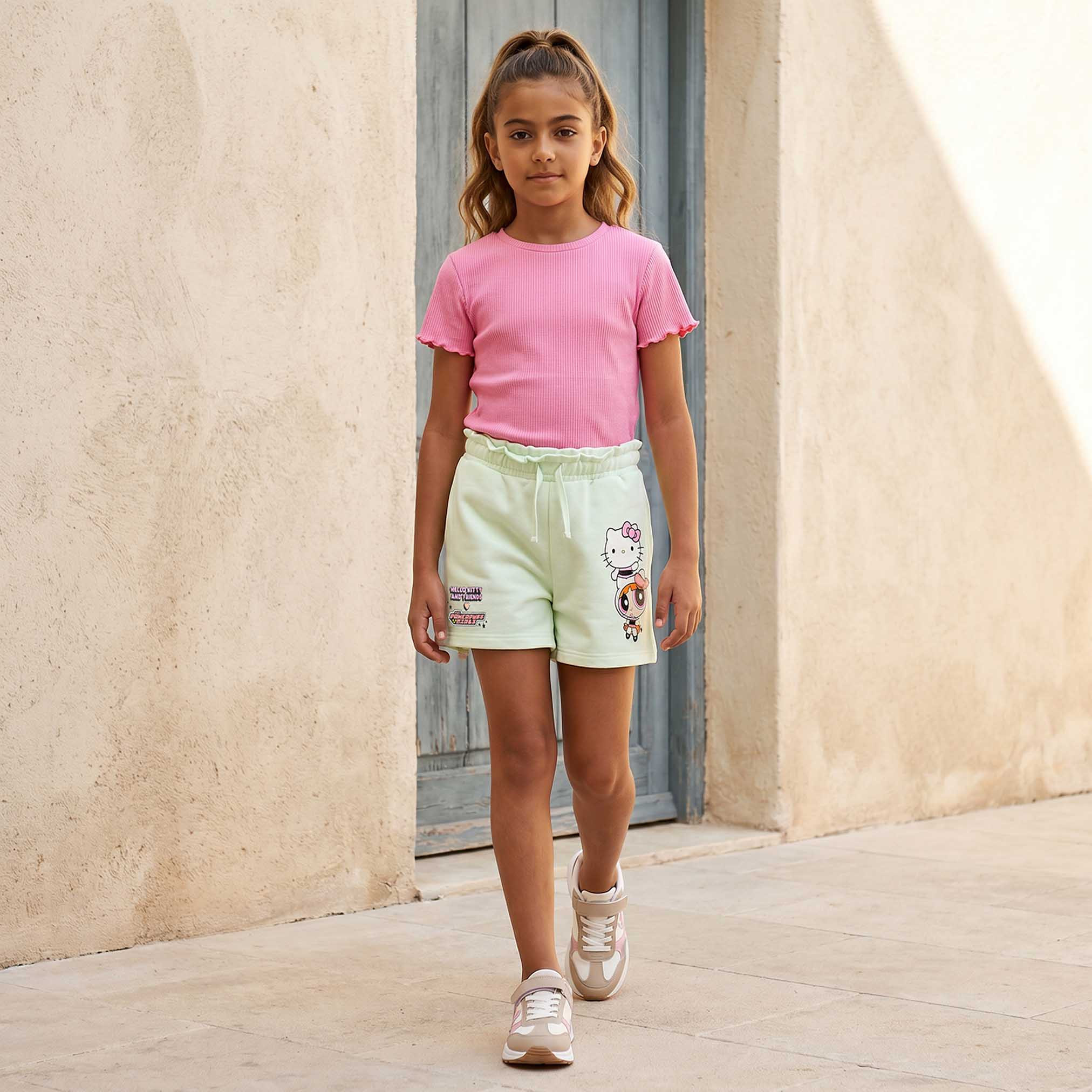 شورت فوق الركبة بخصر مطاطي برباط وبطبعات-girls-clothing-bottoms-shorts-image-2